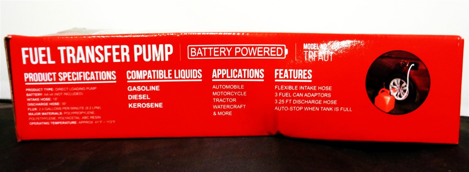 TeraPump TRFA01 Battery Powered Fuel Transfer Pump 2.4GPM Auto-Stop
