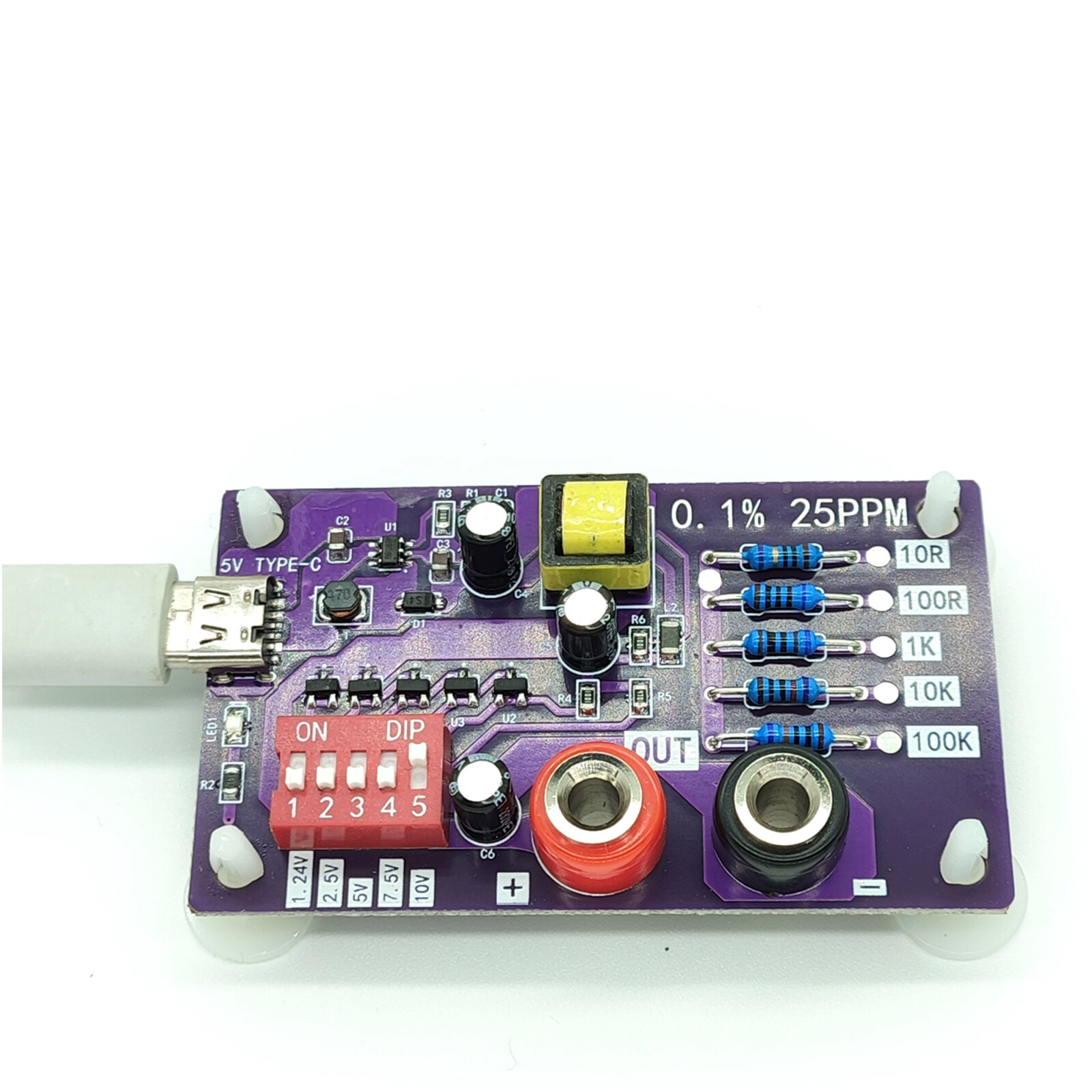 Precision Voltage Reference Module 5-Channels 5 Levels Resistors of Calibratio