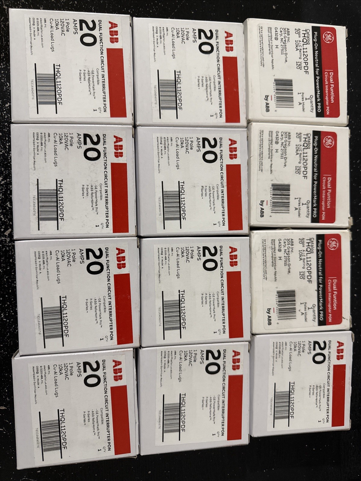 ABB/GE THQL1120PDF – 20Amp – 1 Pole – Dual Function Circuit Breaker Lot Of 12