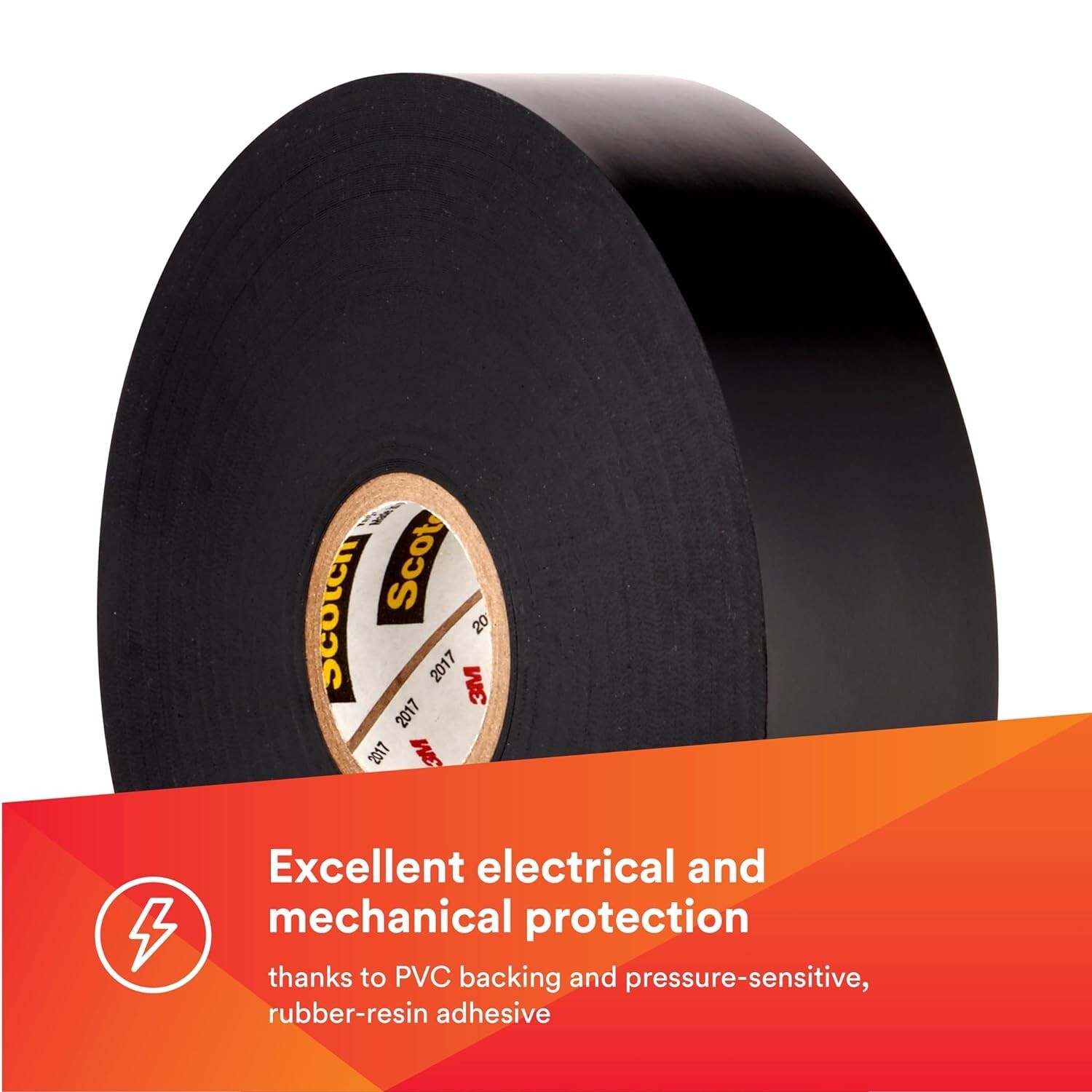 3M Scotch Vinyl Electrical Tape Super 88, 3/4 in x 44 ft, Black, 1 roll, Premium