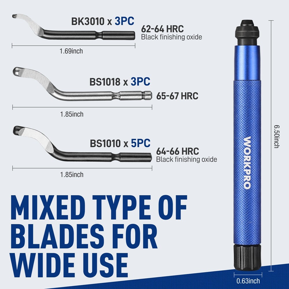 Deburring Tool 360° Rotary Head Deburring Tool 11 High Speed Steel Swivel Blades