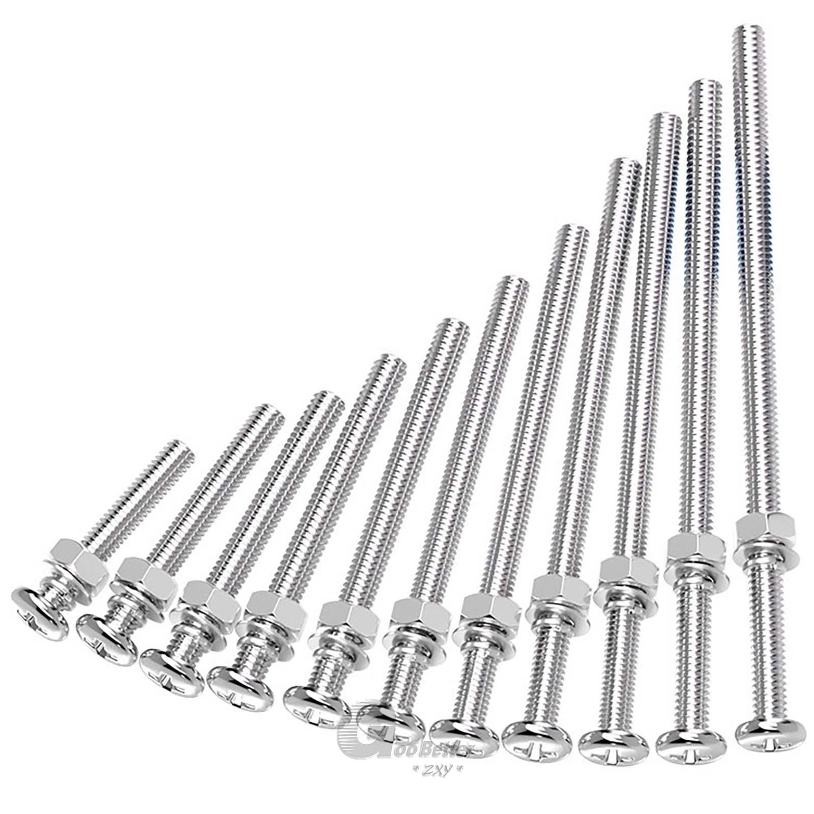 M2-M10 Pozi Pan Head Machine Screws Bolt With Nut Length 20mm-200mm long 304/A2