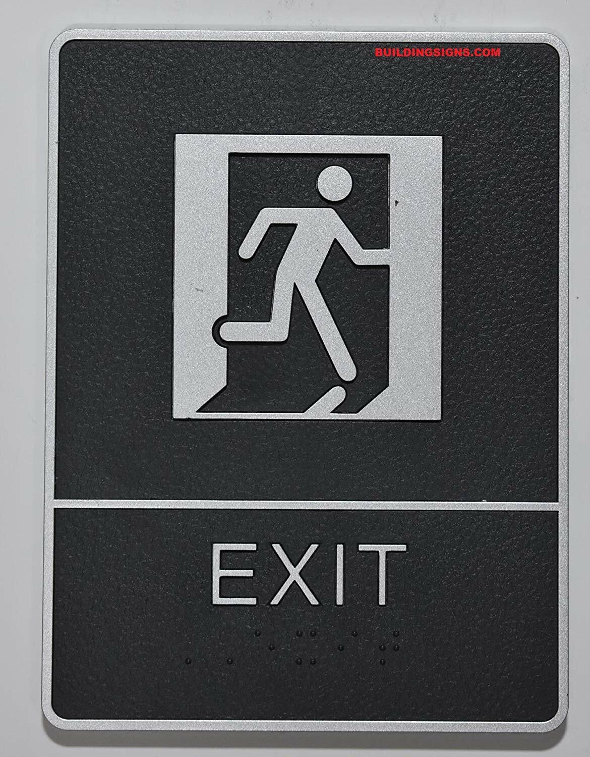 EXIT Sign with Tactile Graphic(Black,6×9)-REF24-1027