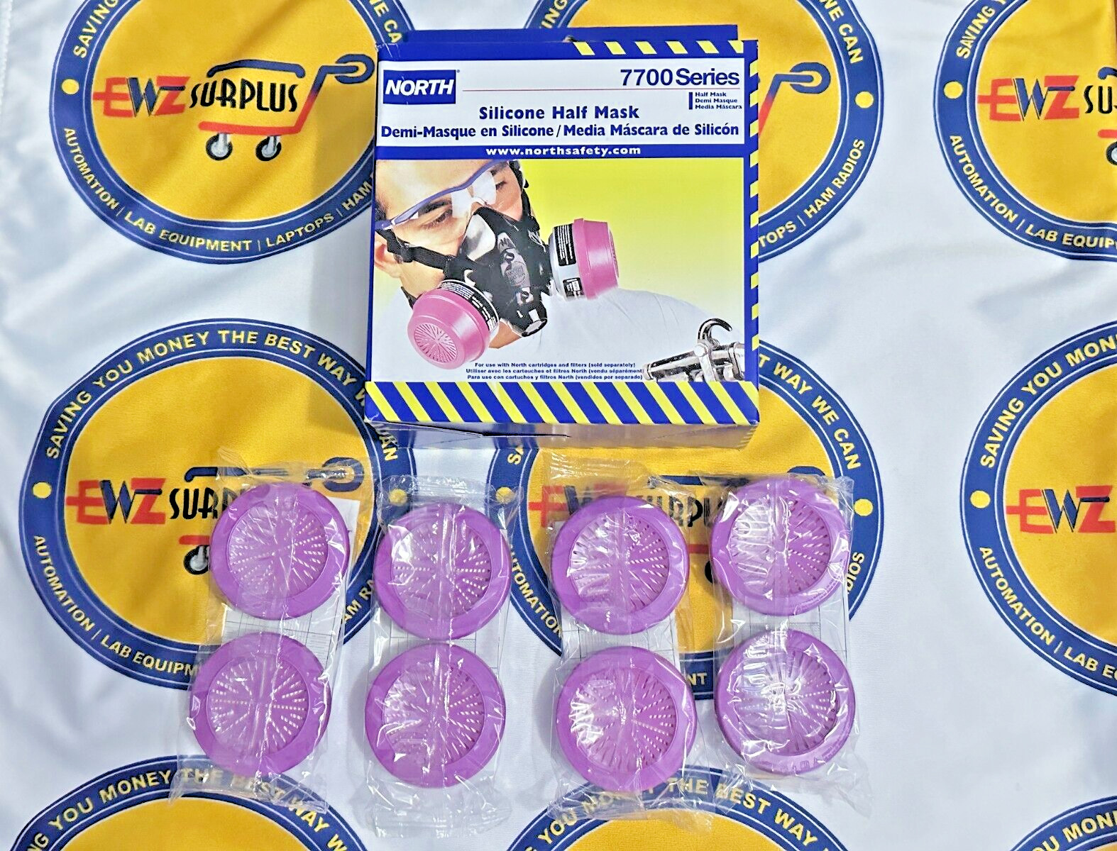 NEW HONEYWELL NORTH 7700 SERIES HALF FACE RESPIRATOR + 4 PAIRS FILTERS 7580P100