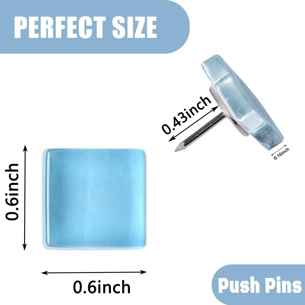 24Pcs Decorative Push Pins Glass Square Multicolored Thumbtacks Thumb Tacks for