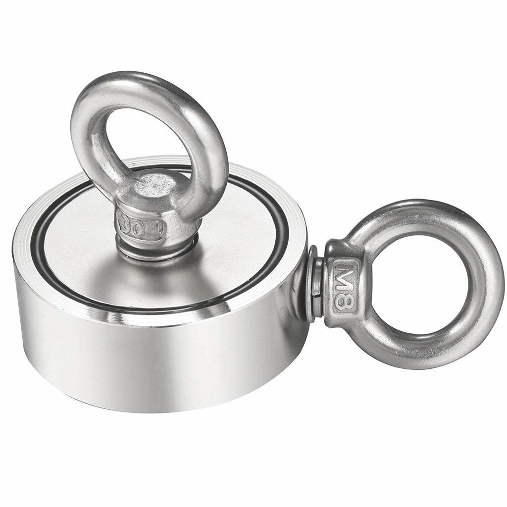 1000LB Double Sided Neodymium Fishing Magnet Round Strong Pulling Force Treasure