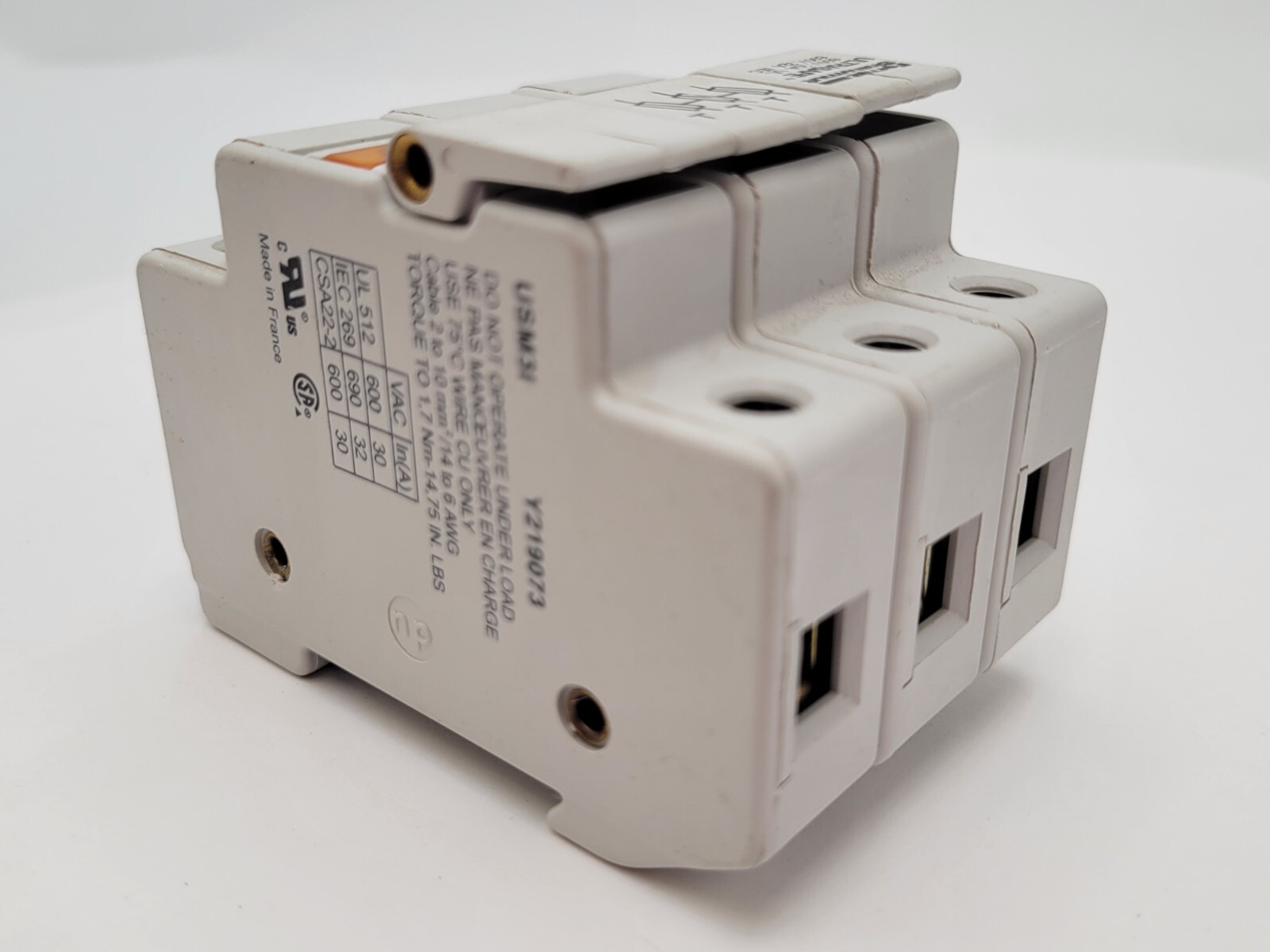 Ferraz Shawmut USM3I Y219073 Ultrasafe Fuse Holder 30/32 Amp 600 Volt AC 3 Pole