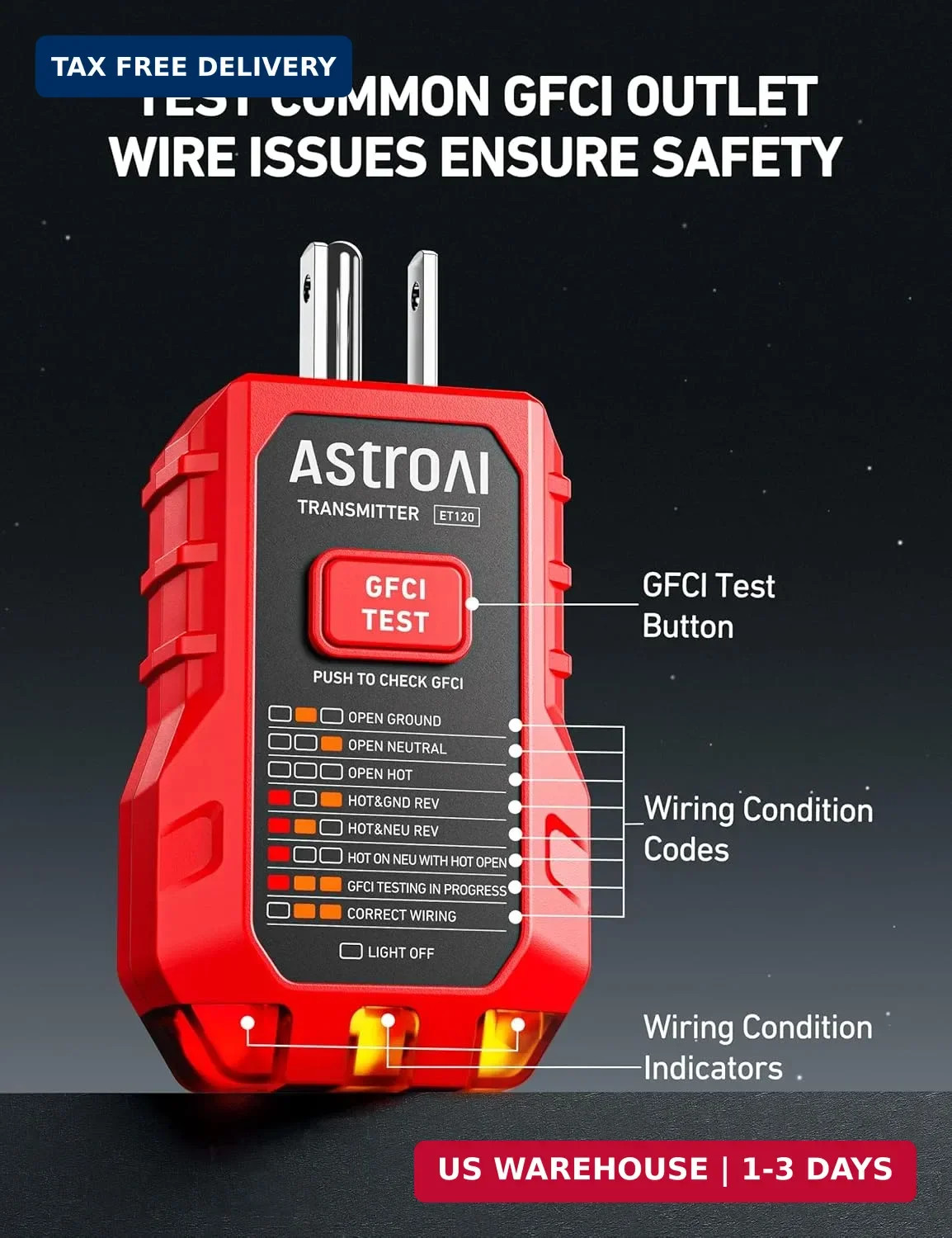 AstroAI Circuit Breaker Finder with GFCI Outlet Tester, Electrical Tester Tool f