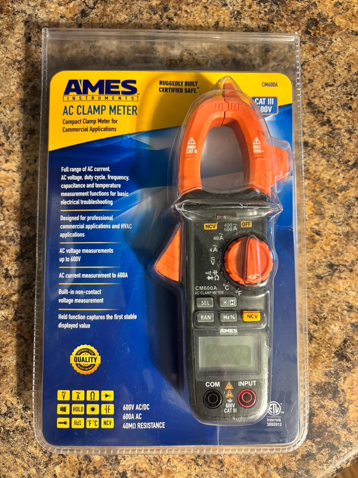 Ames Instruments CM600A Cat III 600 V AC Compact Clamp Meter Digital