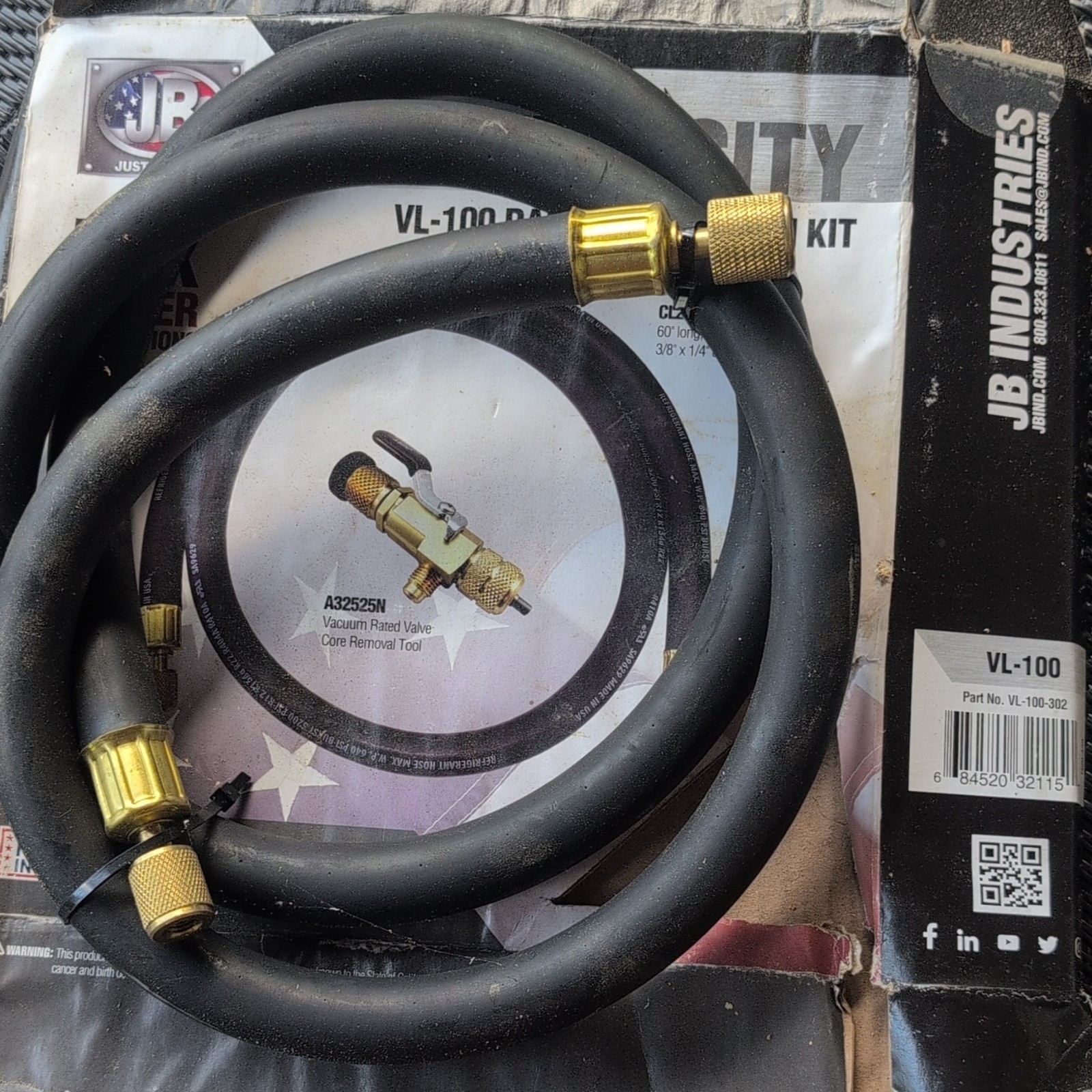 Rapid Evacuation Kit 60in 1/2in ** Missing Vacuum Rated Valve Core Removal Tool