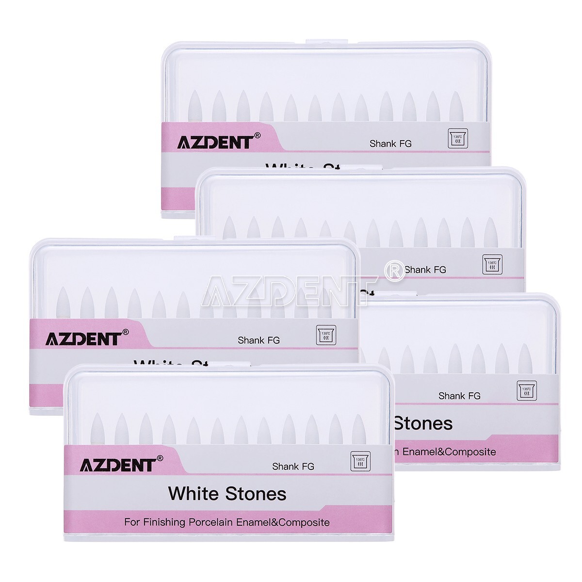 10X AZDENT Dental Flame White Stone Polishing FG Burs Aluminum Oxide 12pcs/box