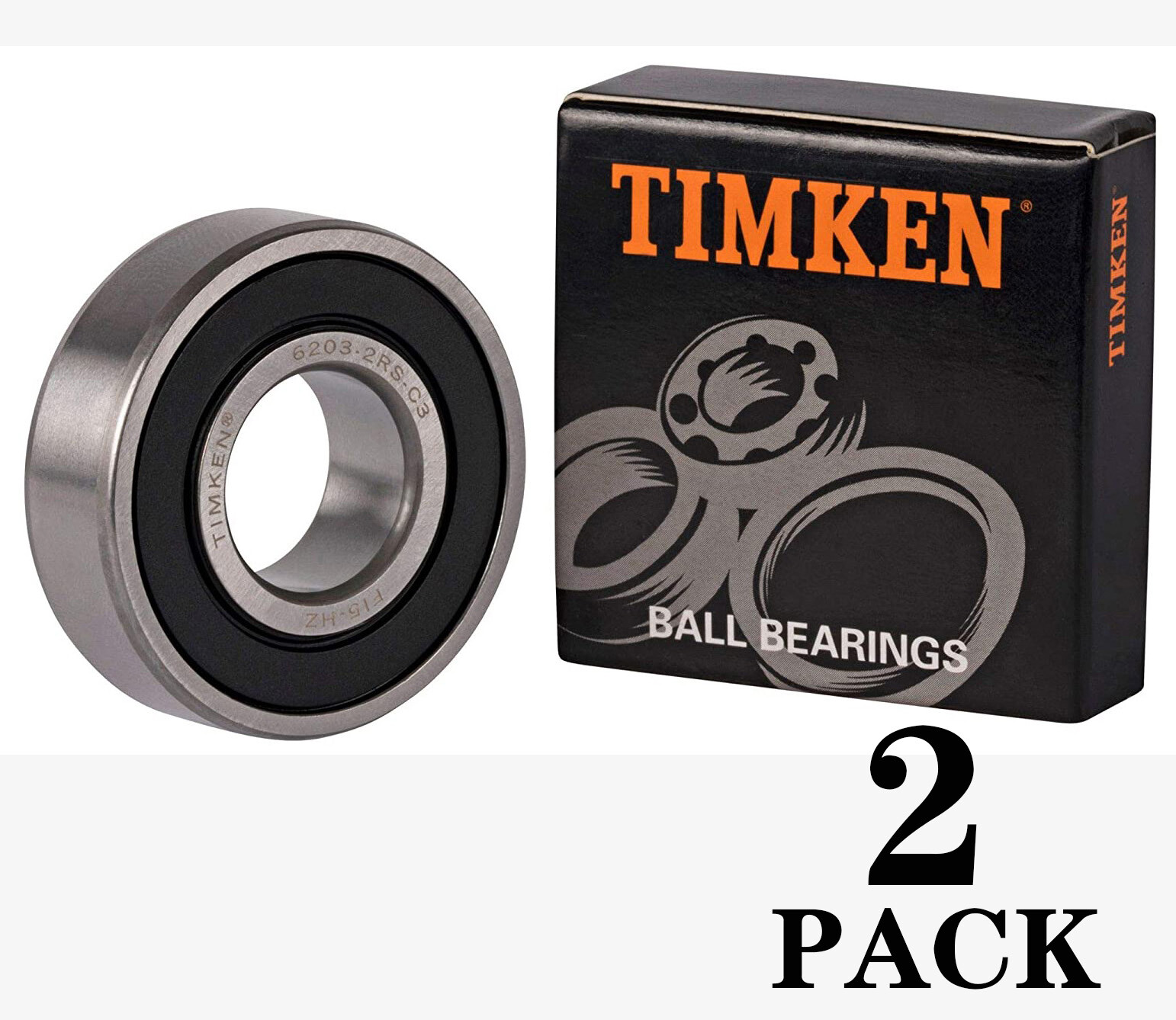(2 PACK) TIMKEN 6203-2RSC3 6203-2RS 17X40X12MM Double Rubber Seal Ball Bearings