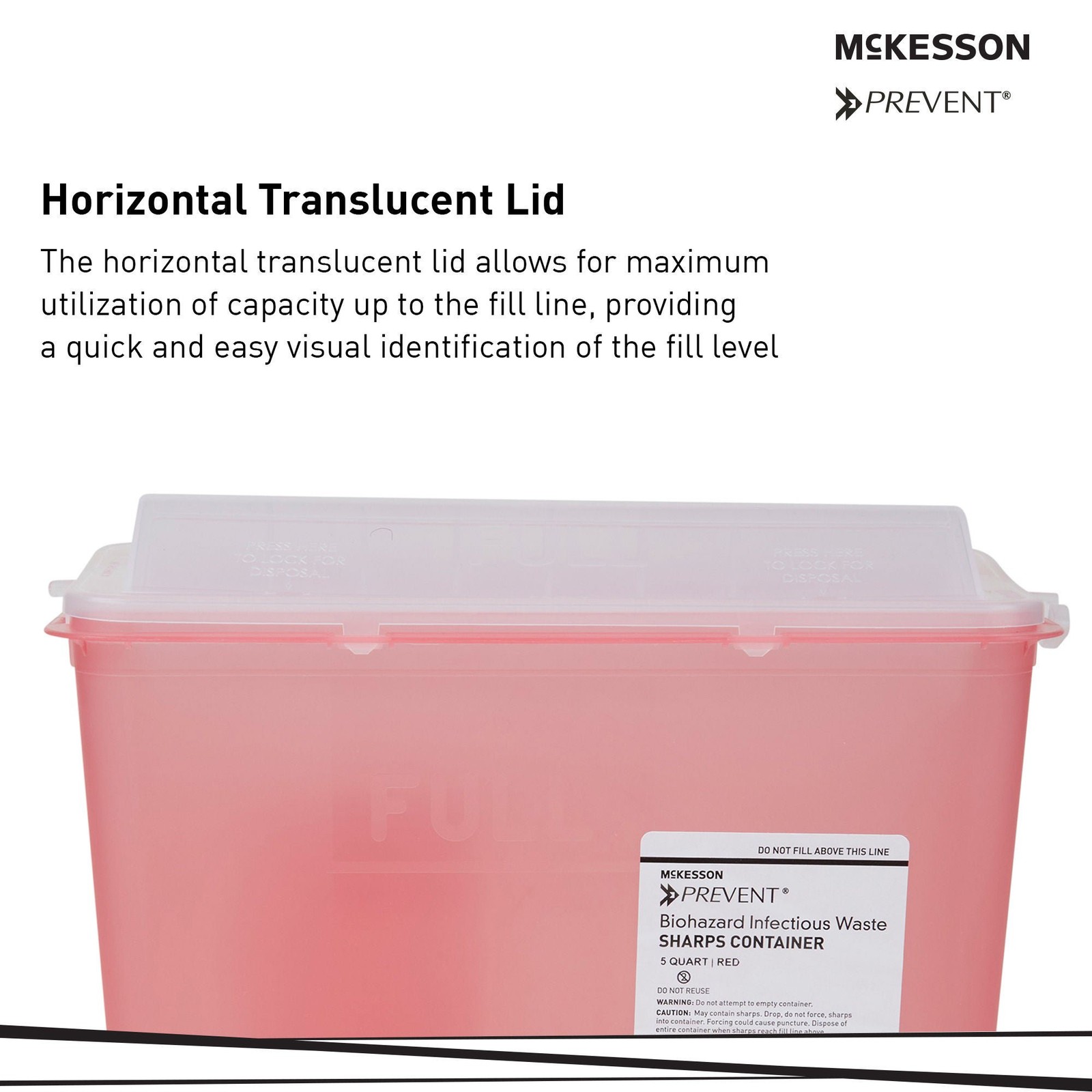 McKesson Prevent Sharps Container 5 Quart 10.75″Hx10.5″Wx4.75″D 2262 1 Each