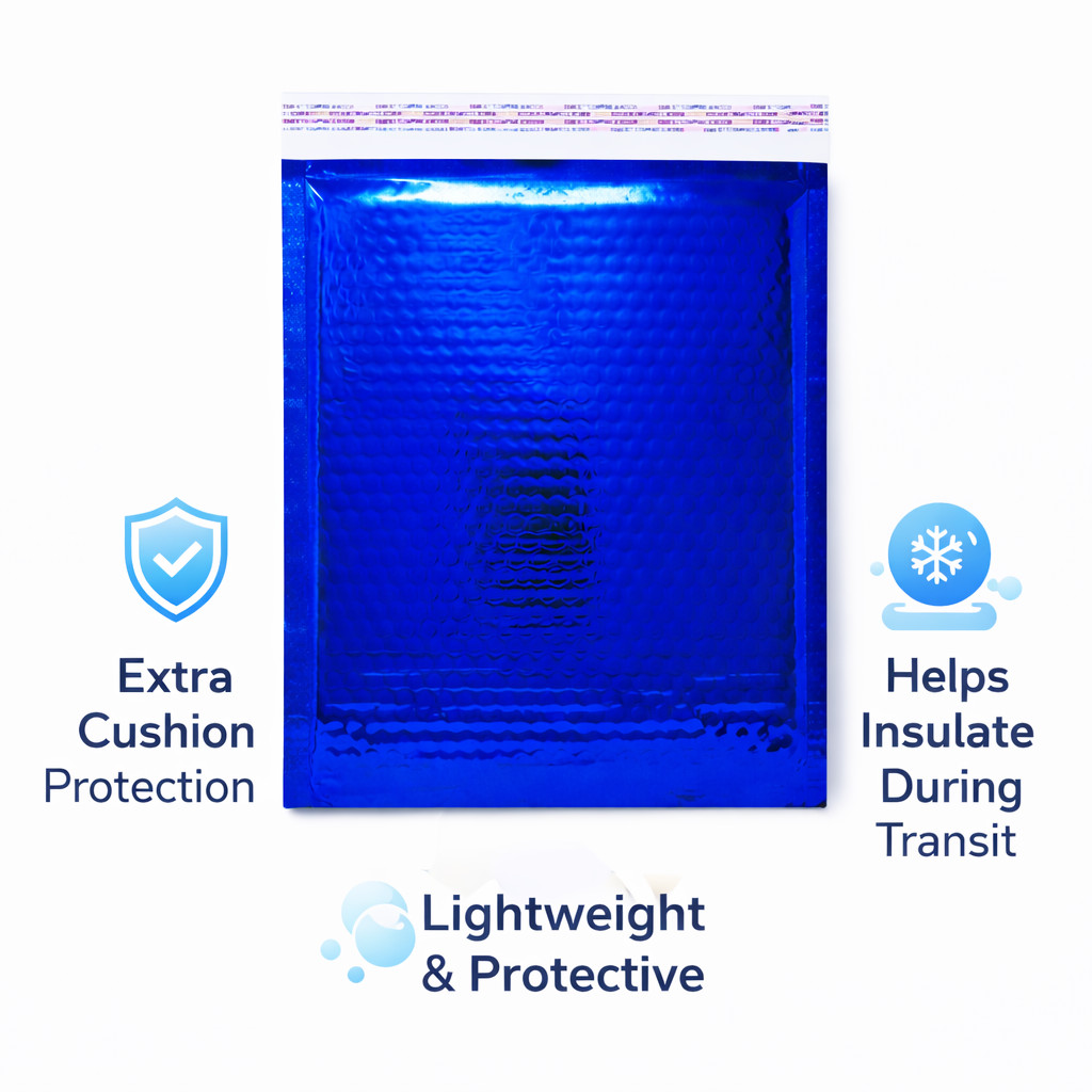 #0 6.5×9 Glamour Blue Foil Bubble Mailers Peel & Seal Padded Envelopes