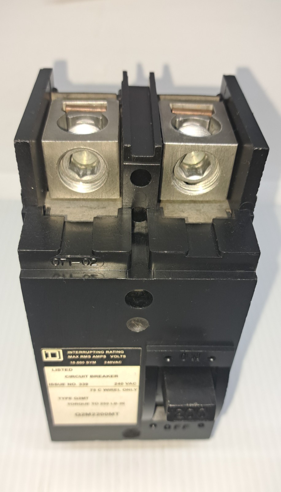 Square D Q2M2200MT 200 Amp 2 Pole 240V Main Circuit Breaker Type Q2MT NEW