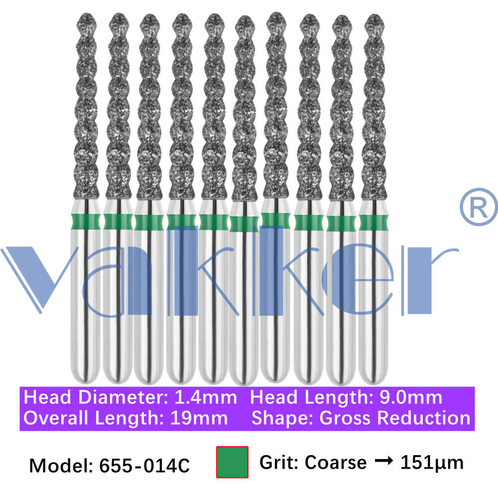 10pc Vakker Dental Diamond Burs FG Interproximal/ Gross Reduction for High Speed