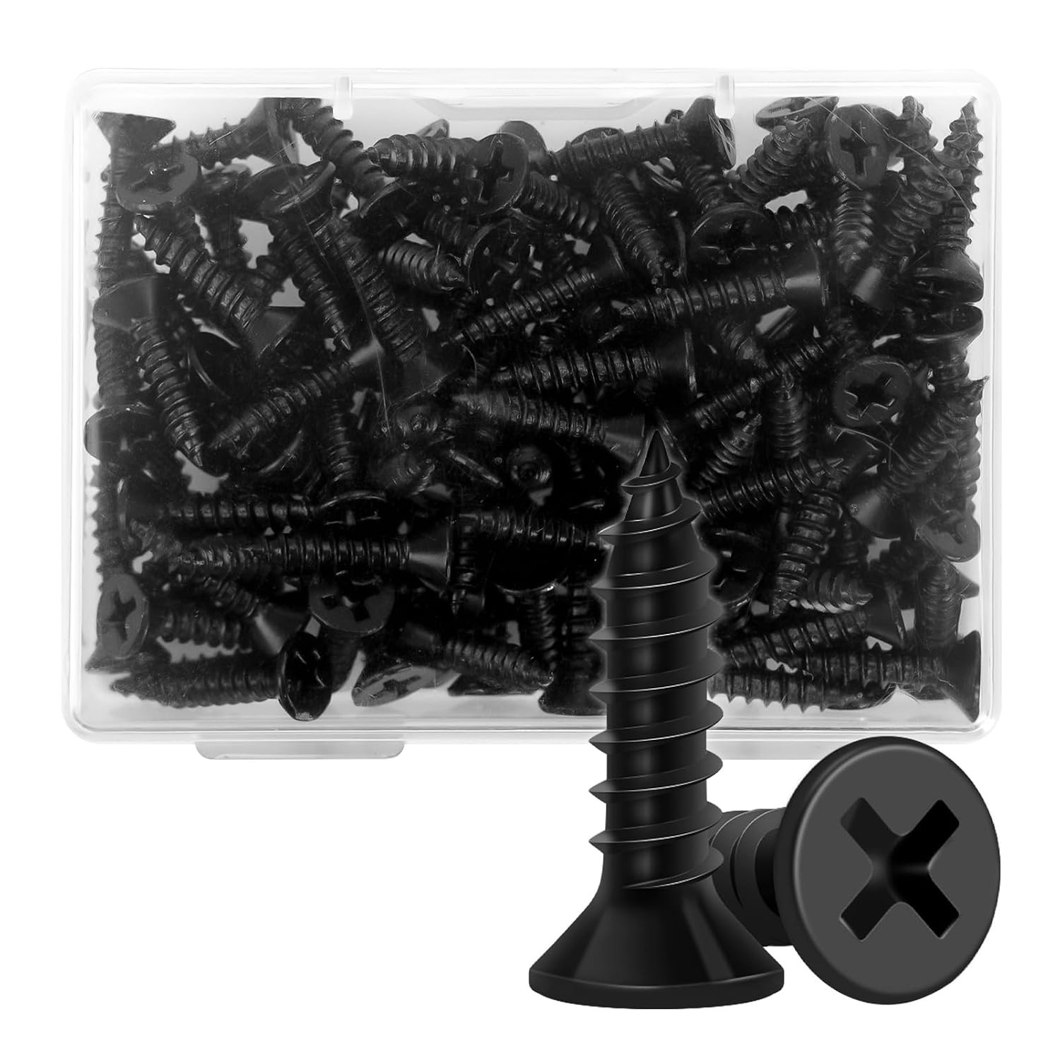 Versatile 100 PCS Black Wood Screws 5/8 Inch for Indoor Furniture & DIY Projects