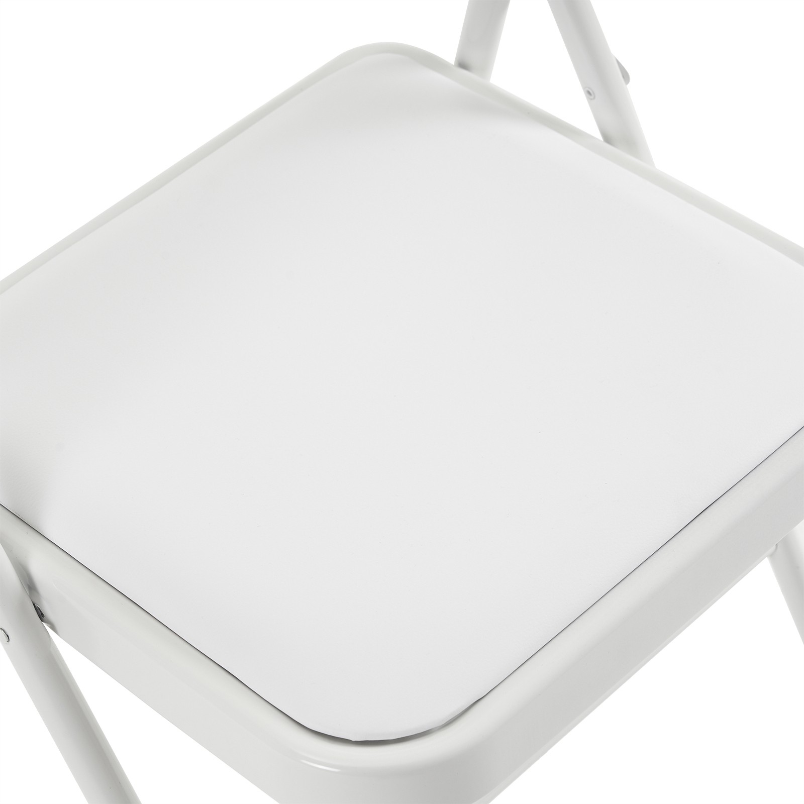 6Pcs White Folding Chairs Padded Metal Frame Leather Foldable Chair Party Event