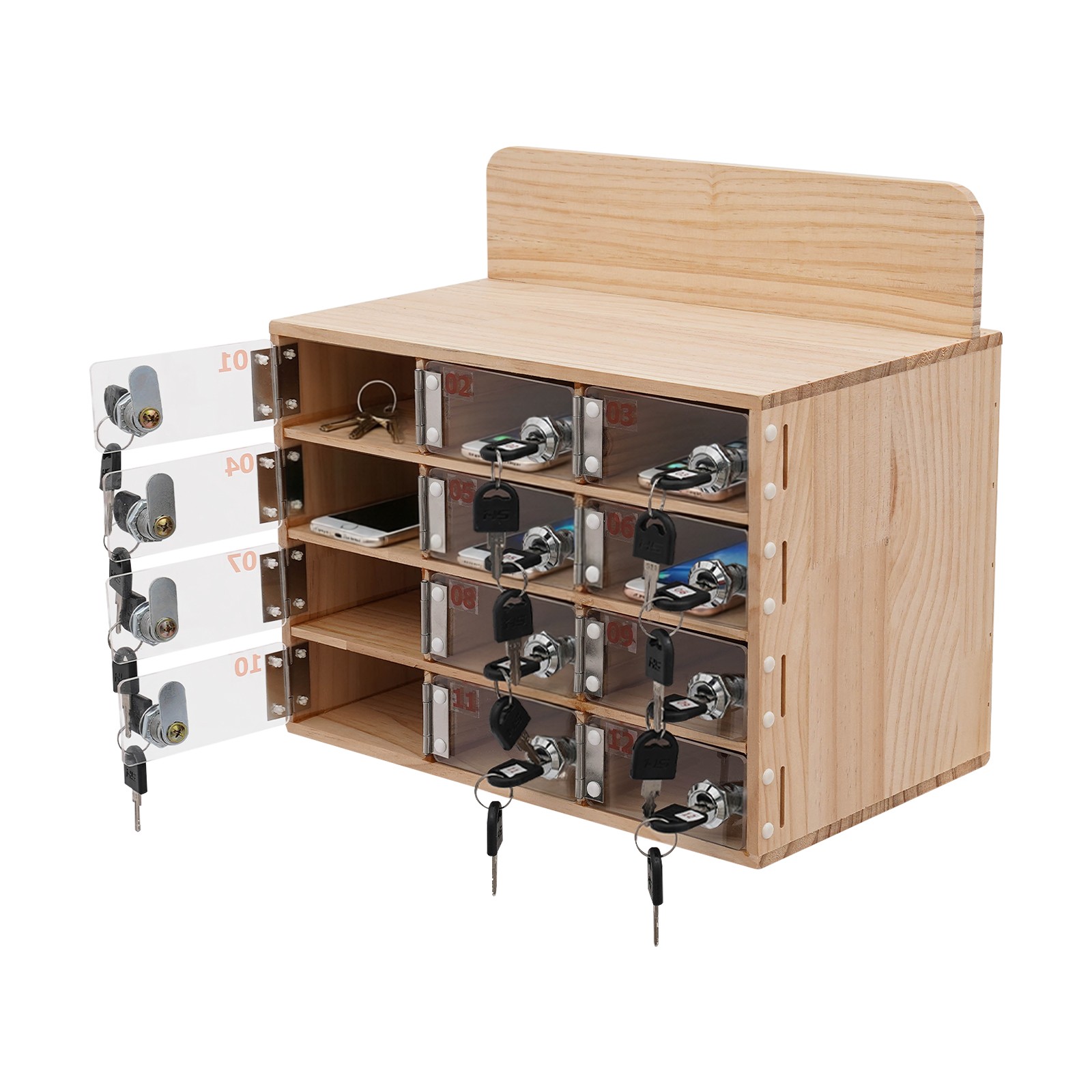 12.76*7.4*9.02in Acrylic And Wood Cell Phone Storage Cabinet With Locks And Keys