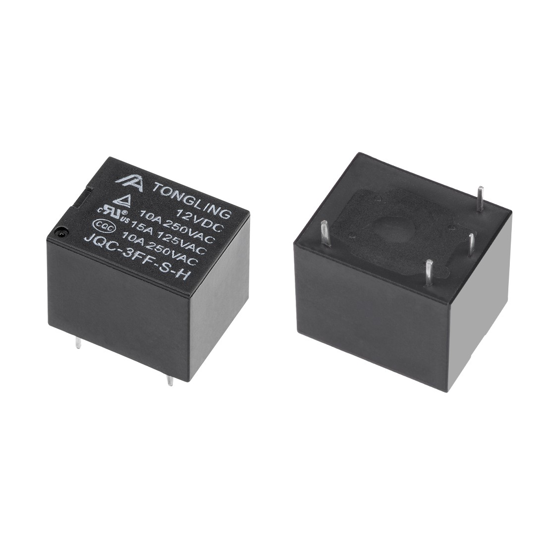 JQC-3FF-S-H DC 12V Coil Electromagnetic Power Relay Black 4 Pin PCB 5 Pcs