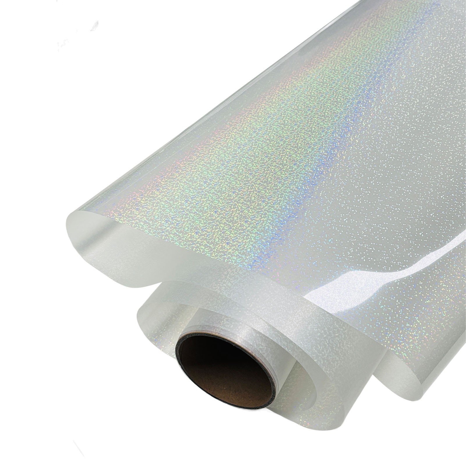 US 11.8in x 32.8ft/30cm x 10m DTF Clear Glitter Holographic Film Roll, Cold Peel