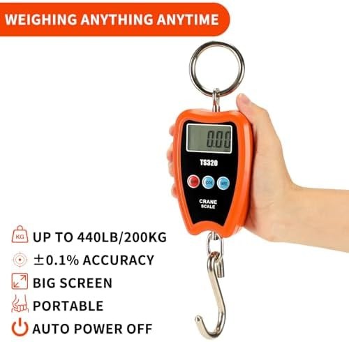 Digital Crane Scale 300kg/660lbs 200kg/440lbs with LED Handheld Mini Hanging …