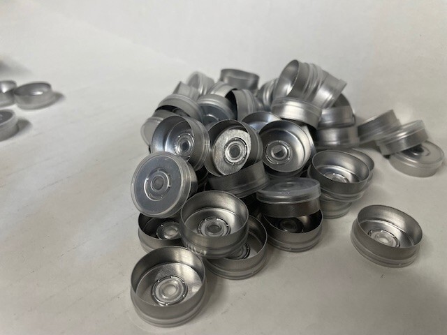 Large 1000 Pc. Lot 20mm, CLEAR, Flip Top Cap Aluminum Crimp Seal for Vials