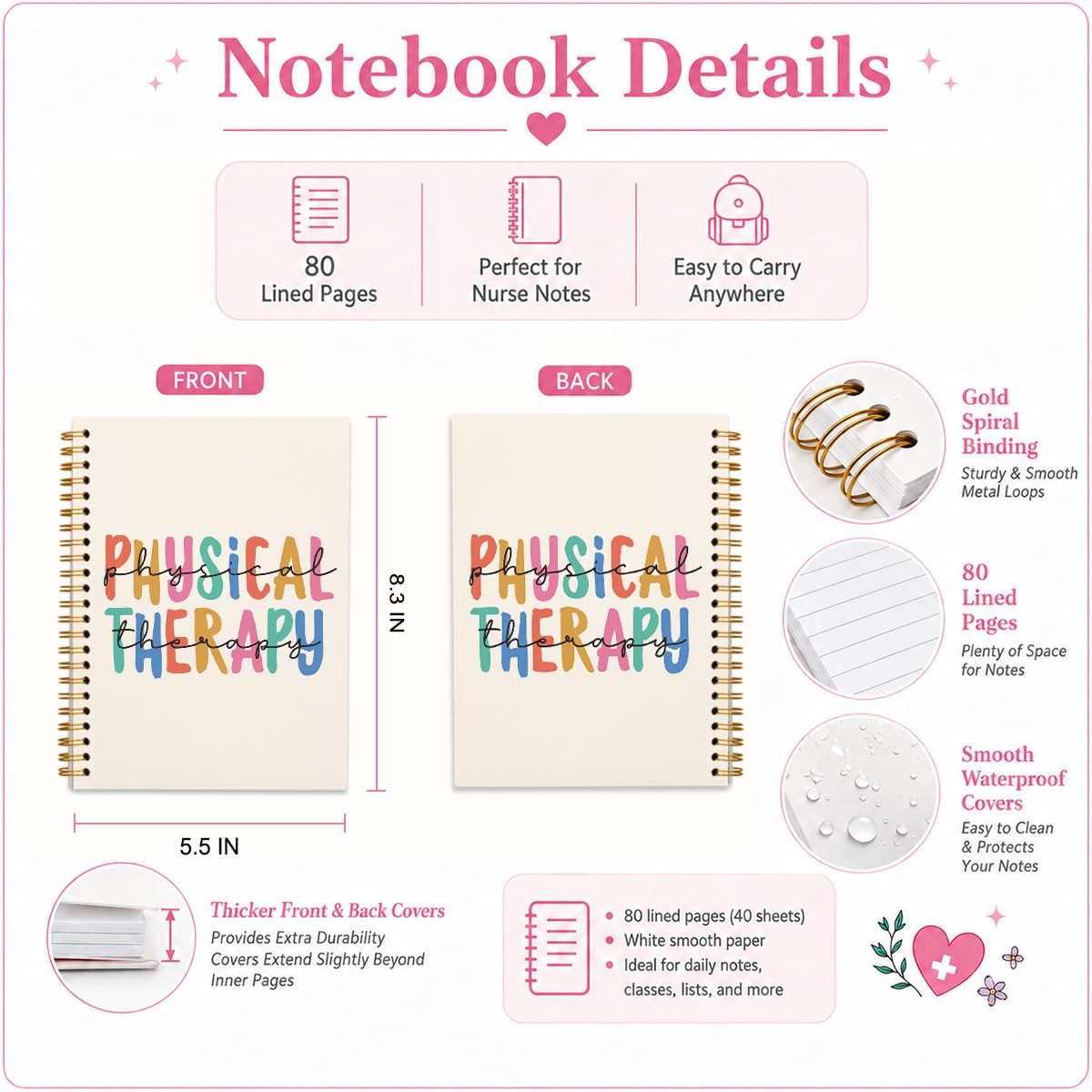 Physical Therapy Spiral Notebook, PT Physiotherapy Gifts Journaling Notebooks…