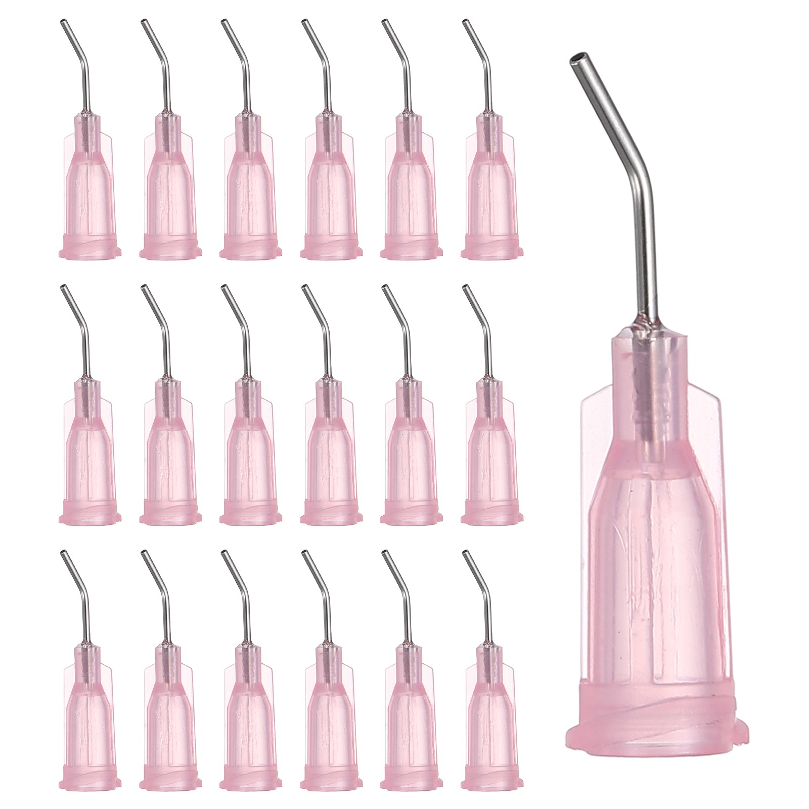 66Pcs 0.5Inch 20Ga 45° Angled Dispensing Needles, Pink