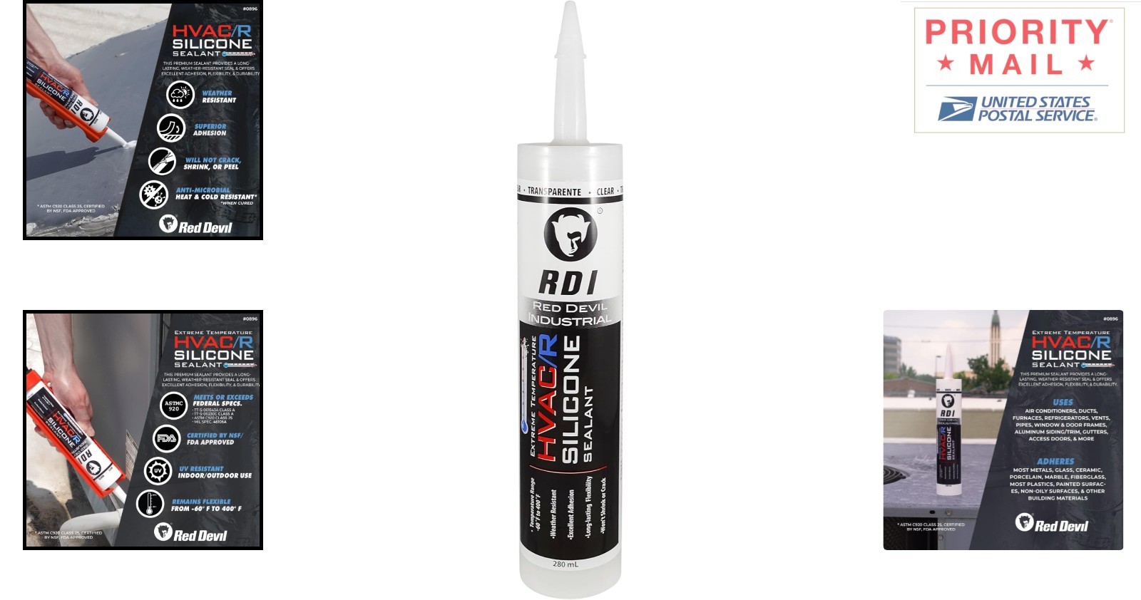 280 ml Extreme Temperature Silicone Sealant for HVAC R Clear Waterproof 1 Pack