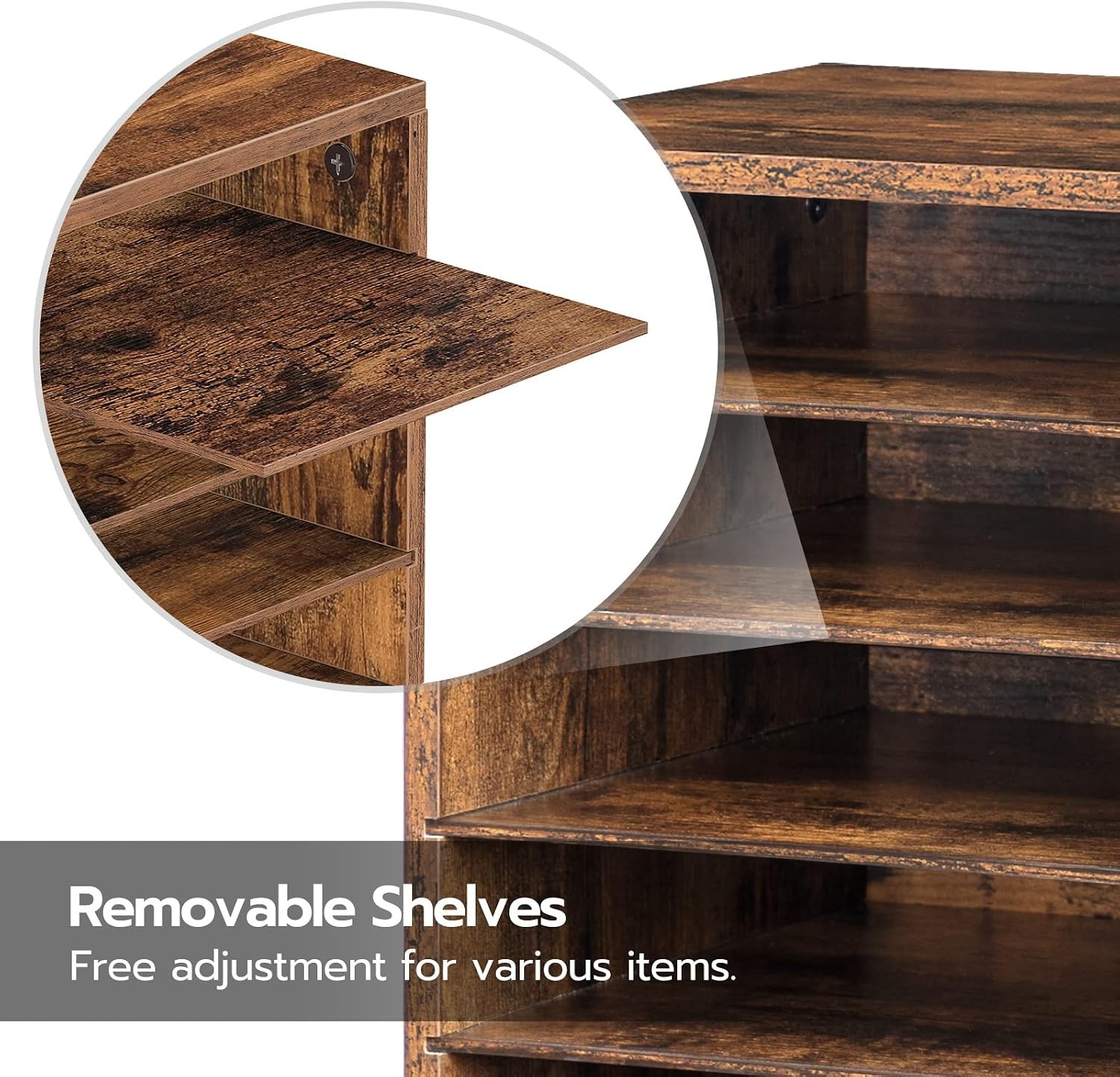 12-compartment wooden literature organizer with adjustable shelves