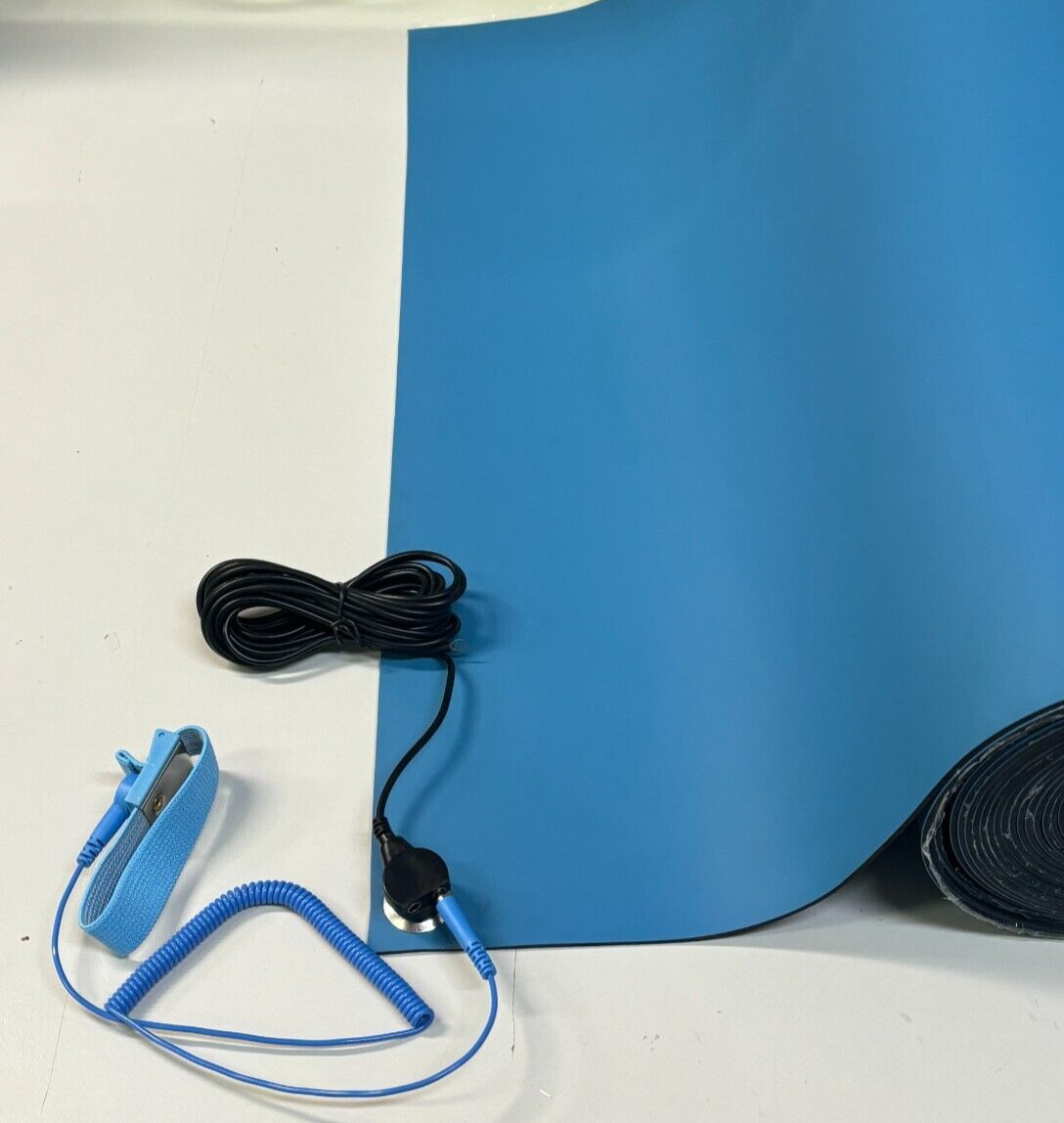 ESD Anti Static Grounding Mat with Wrist Strap & Ground Cord , 2′ Wide x 6′ Long