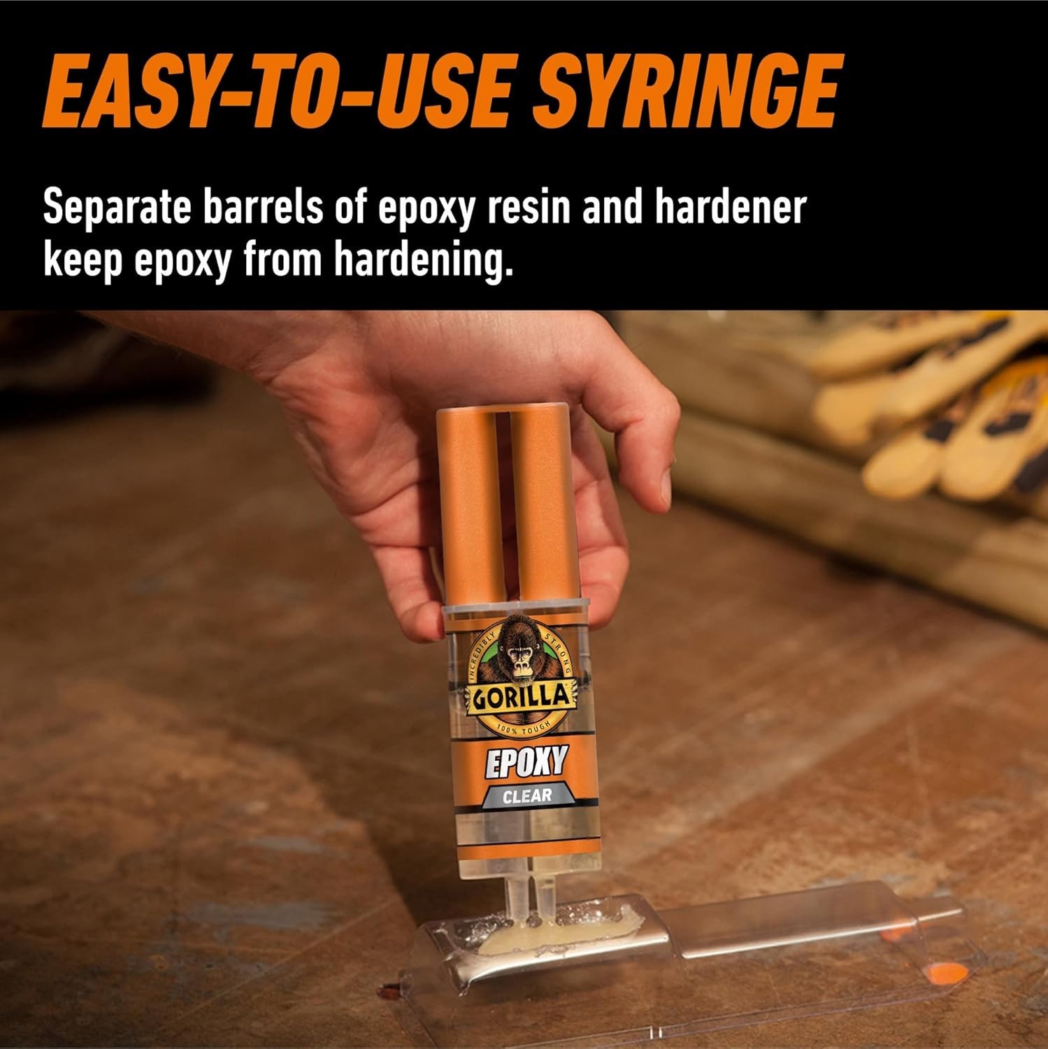 Gorilla 2 Part Epoxy, Clear Epoxy, 0.85 Ounce Syringe (Pack of 1) – 5 Minute Set