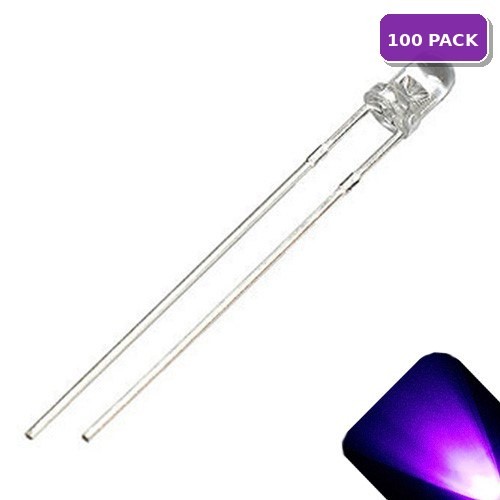 100 x LED 3mm UV / Purple Ultra Bright Round Top LEDs Light Lamp RC Car PC T1
