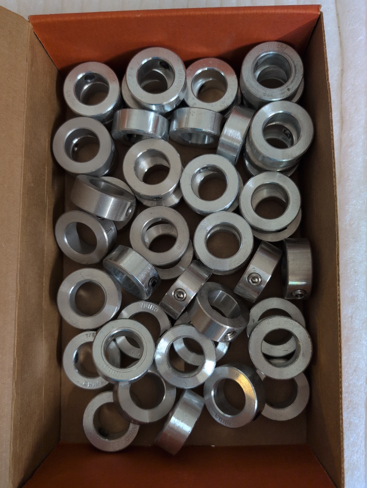 Lot Of 50: 7/8″ SHAFT SET SCREW COLLARS With Screws. Open Bx New