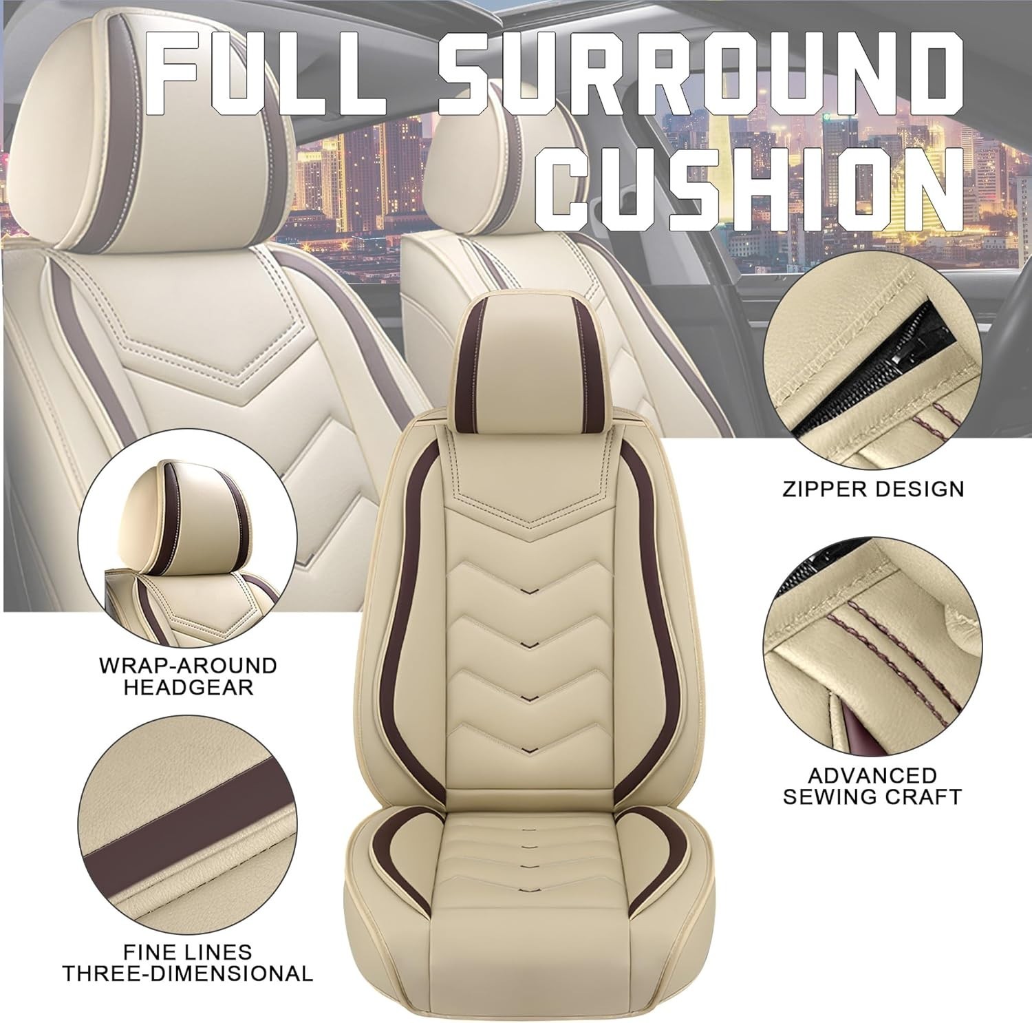 Seat Covers for Subaru Crosstrek 2016-2026 Nappa Leather Sport Beige 5 Seats Set