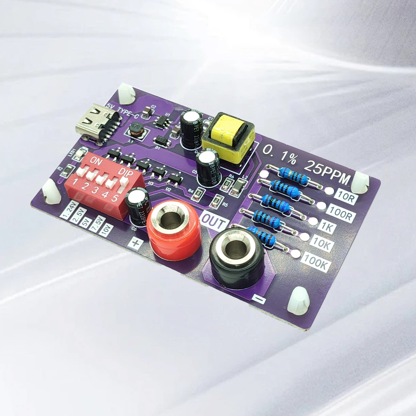 Precision Voltage Reference Module 5-Channels 5 Levels Resistors of Calibratio