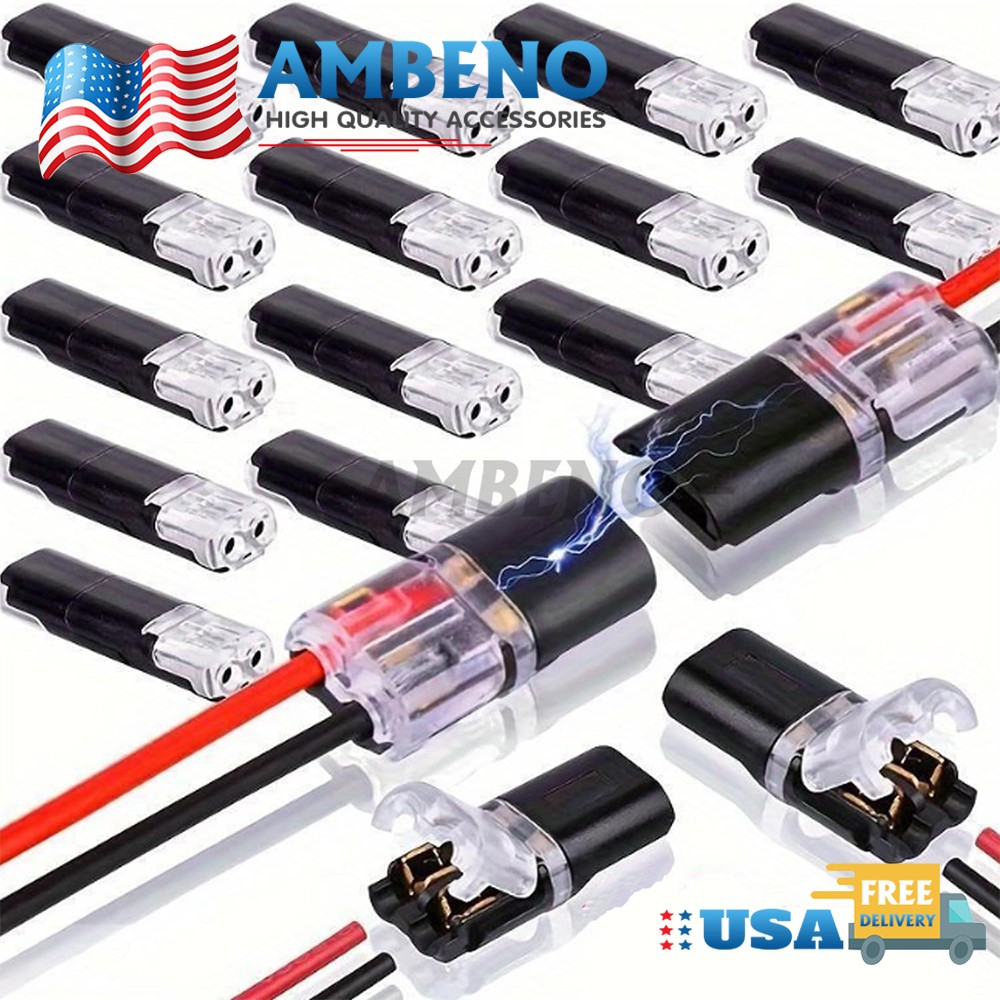 50pcs Double-Wire Plug-in Connector, Cable Clamp with Locking Buckle, AWG 18-22