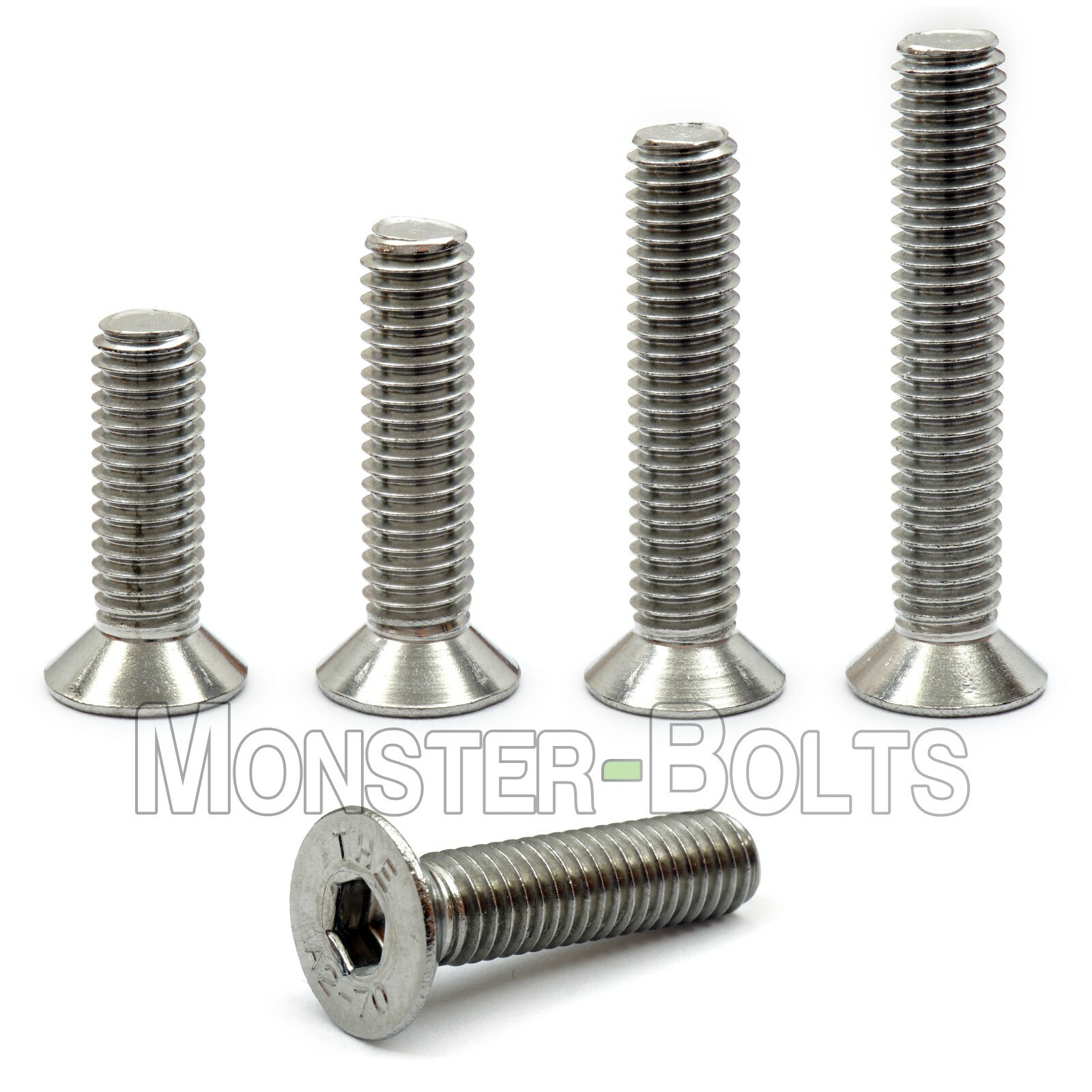 M10 Stainless Steel Flat Head Socket Cap Screws A2, Metric DIN 7991 1.50 Coarse