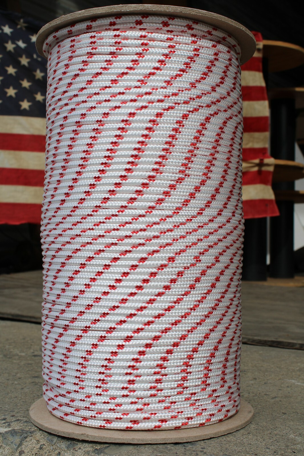 Sailboat Rigging Rope 3/16″ x 50′ White/Red Double Braided Sheet Halyard Line