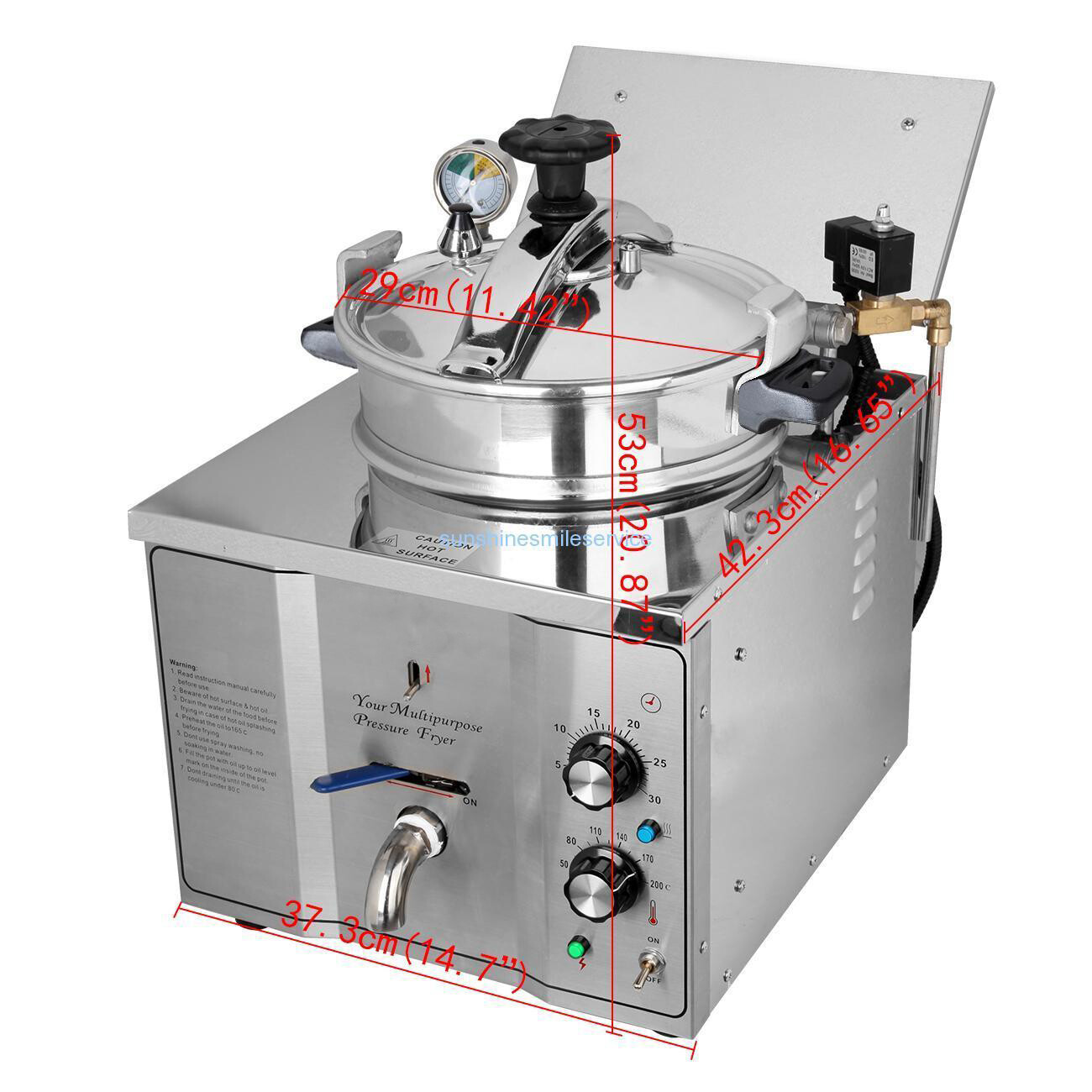 16L Electric Countertop Pressure Fryer, 110V Commercial Deep Fryer with Timer