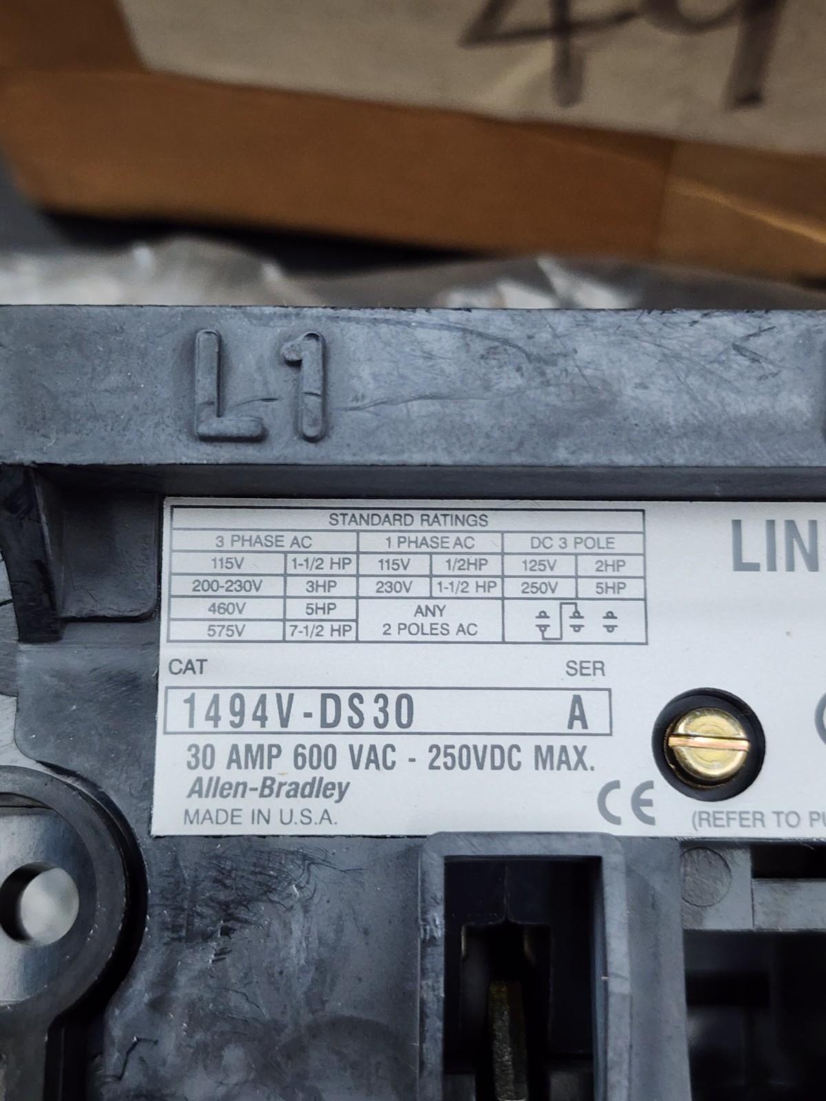 Allen Bradley 1494V-DR633 Fusible Disconnect Switch Kit 30 Amp 600V Open Box