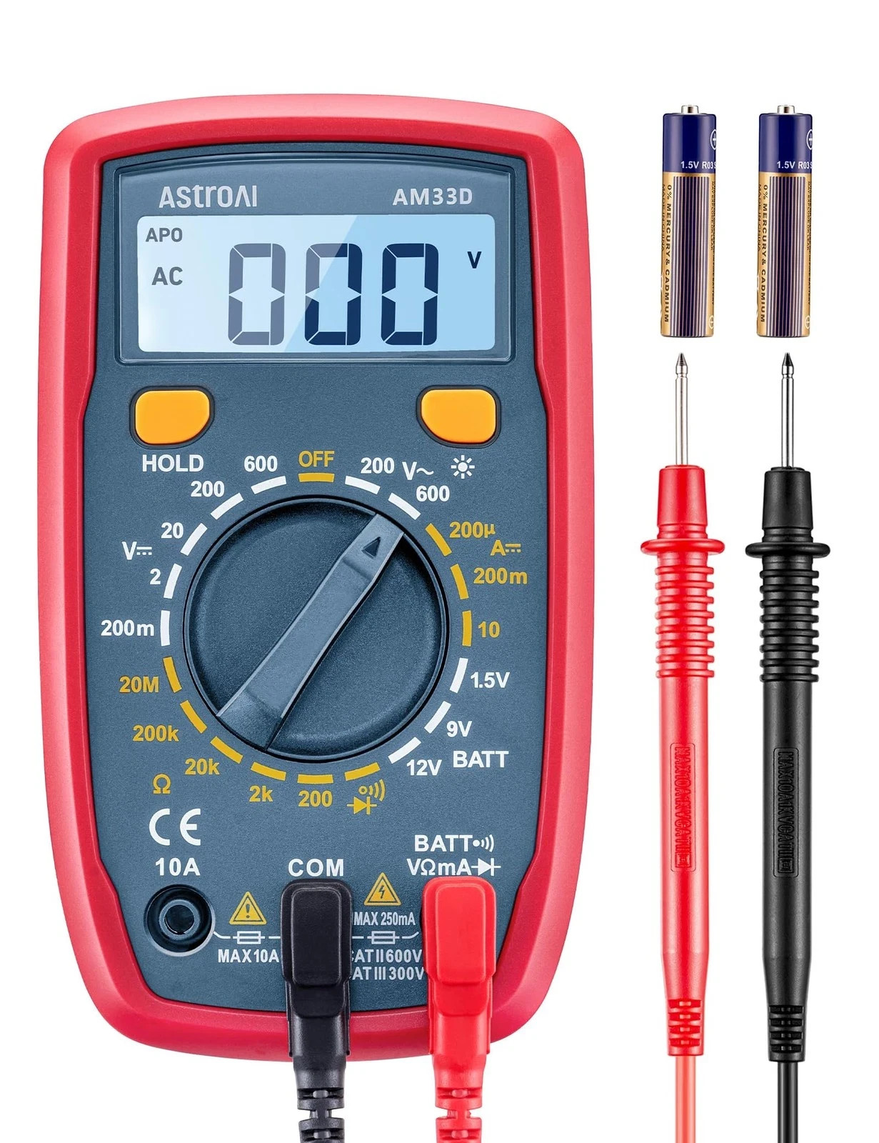Astroai Digital Multimeter Tester 2000 Counts With Dc Ac Voltmeter And
