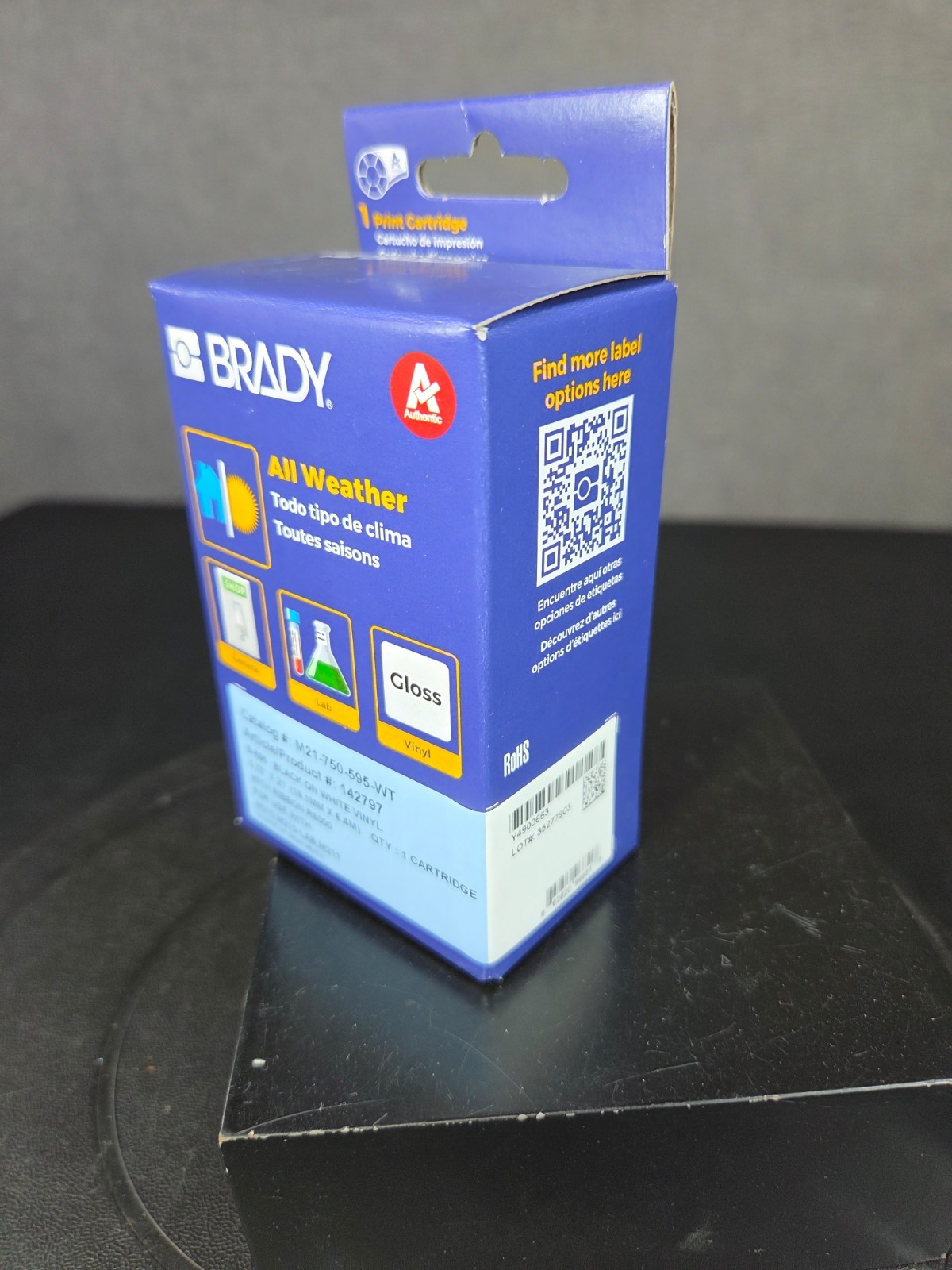 (QTY 1) Brady Print Cartridge M21-750-595-WT Indoor/Outdoor ID NEW! FAST SHIP!💨