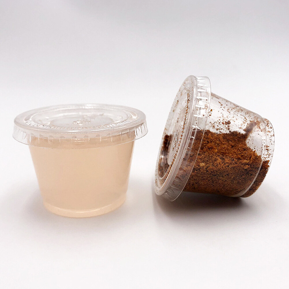 US 500 Pack 1 Ounce Clear Disposable Plastic Portion Cups With Lids For Sauces