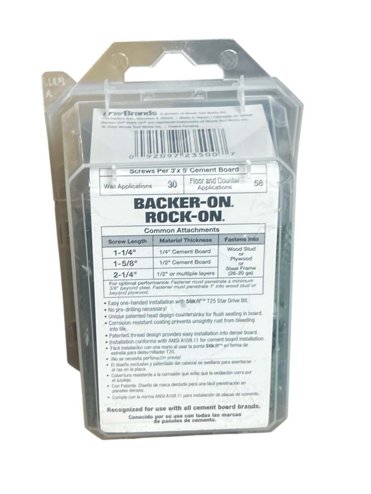 #9 x 1-1/4 in. Star Drive Cement Board Screws (185-Pack) Rock-On Backer-On