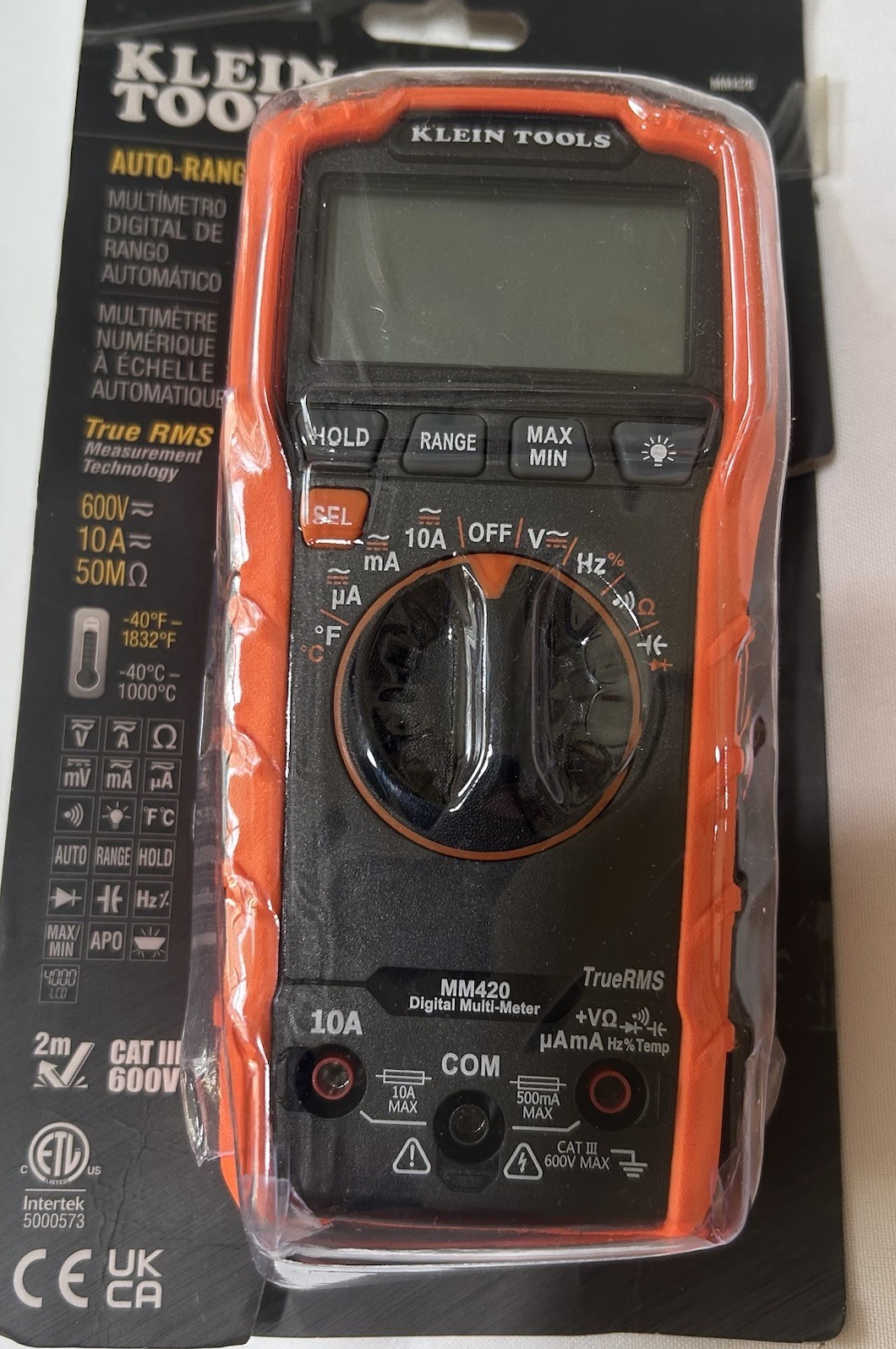 Klein Tools MM420 True RMS Digital Multimeter Auto-Ranging w/Test Leads