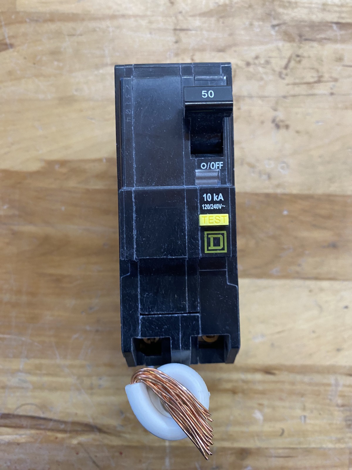 Square D QO250GFI QO 50 Amp 2-Pole GFCI Circuit Ground Fault FLAW