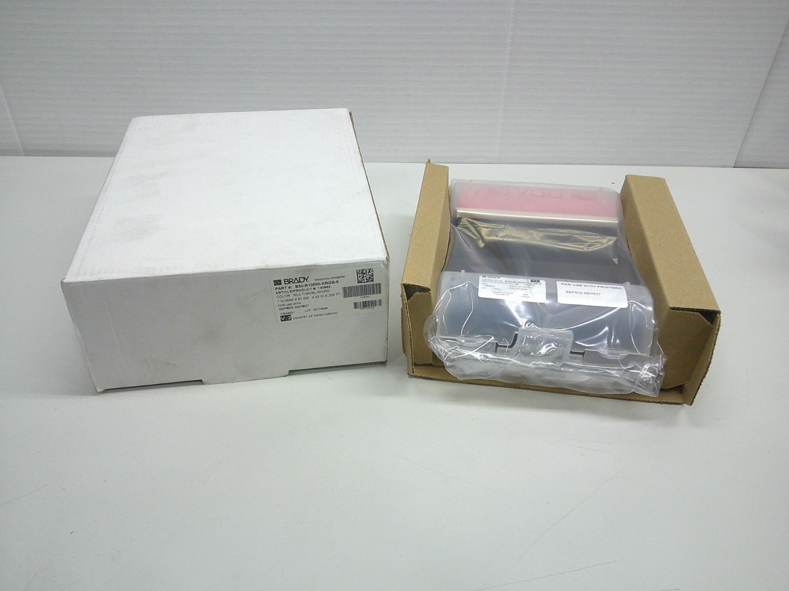 Brady B30-R10000-KRGB-8 Black/Blue/Green/Red Printer Ribbon Roll