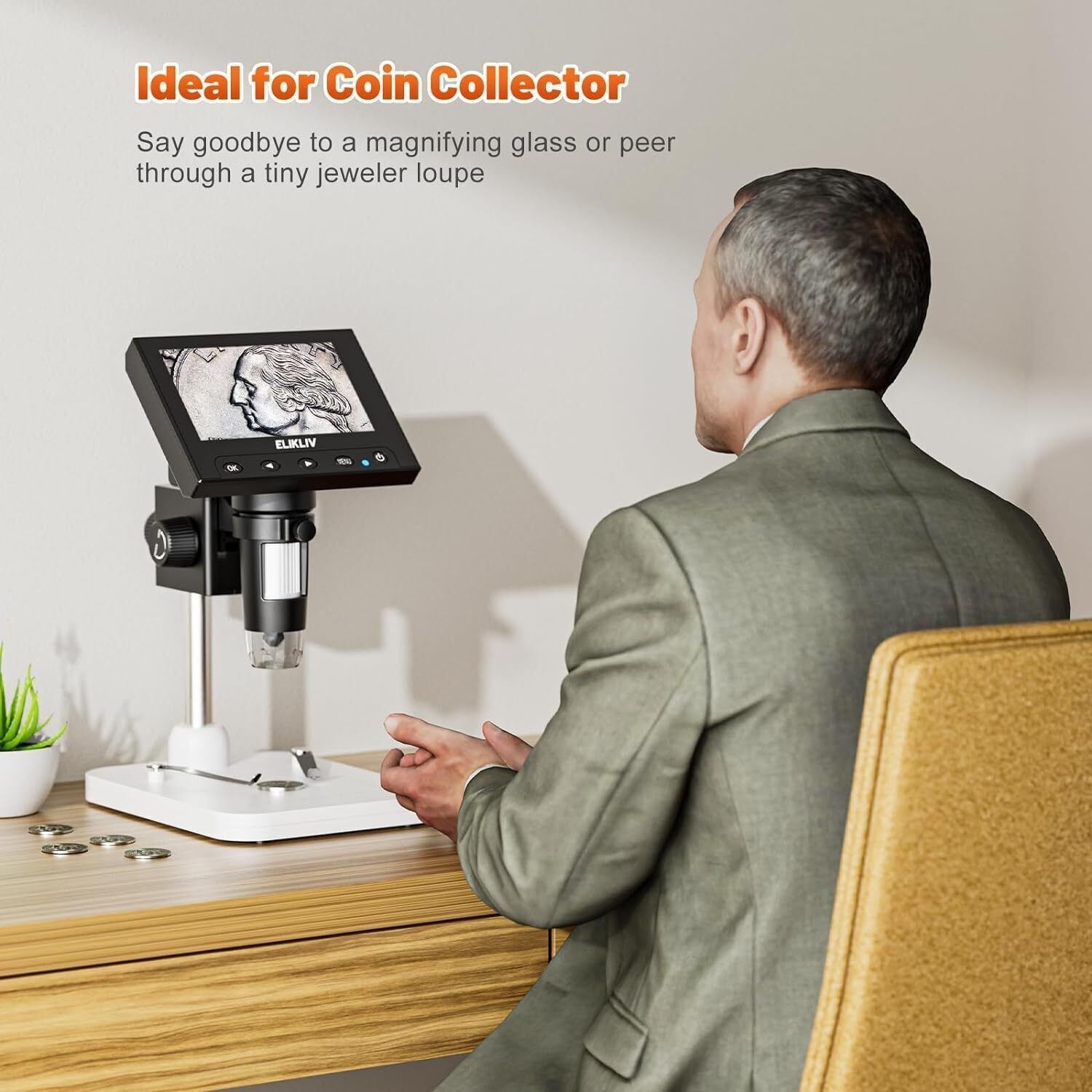 4.3-In Microscope LCD Digital Coin Microscope 1000x Coin Magnifier 8 LED Lights